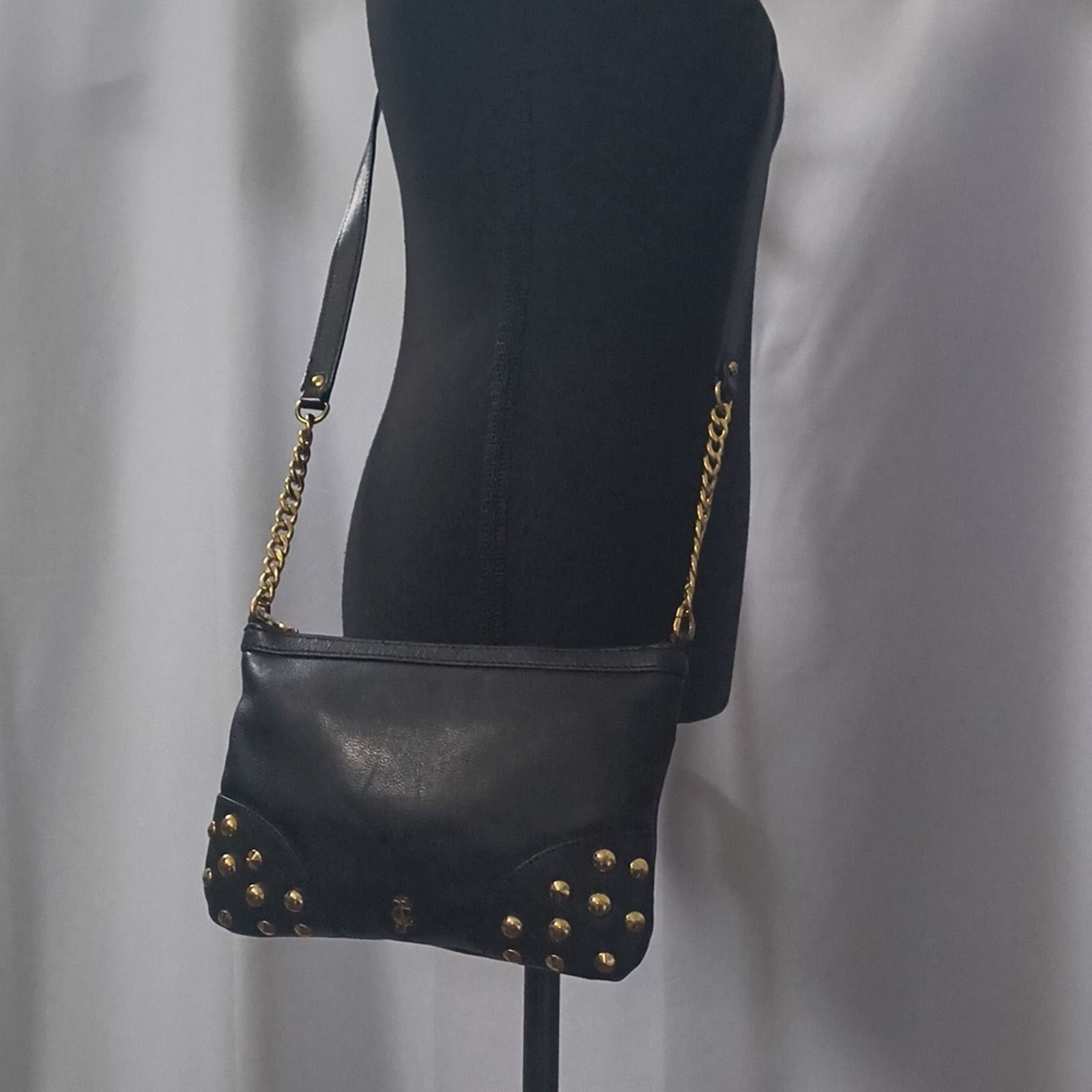 Juicy Couture Y2K Juicy Couture Black Genuine Leather Studded Crossbody Size ONE SIZE - 1 Thumbnail