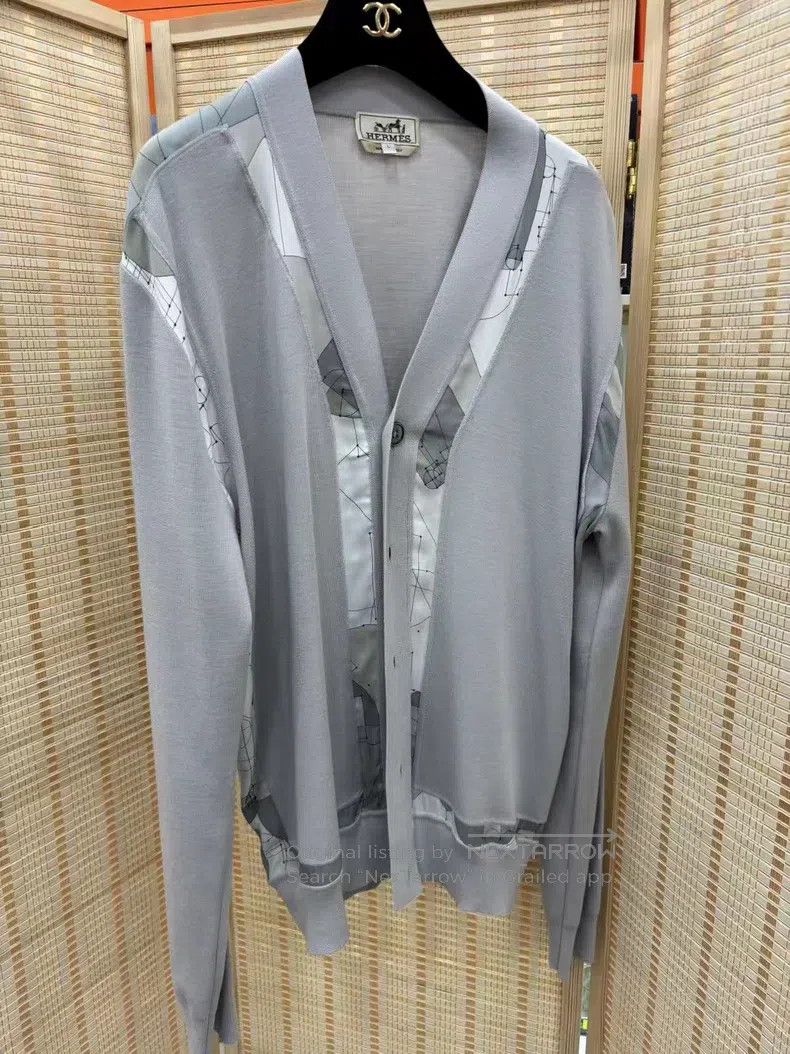 Hermes Hermes Men's Knit Collar Shirt Grey L Size 100% Cotton Woo Size US L / EU 52-54 / 3 - 1 Thumbnail