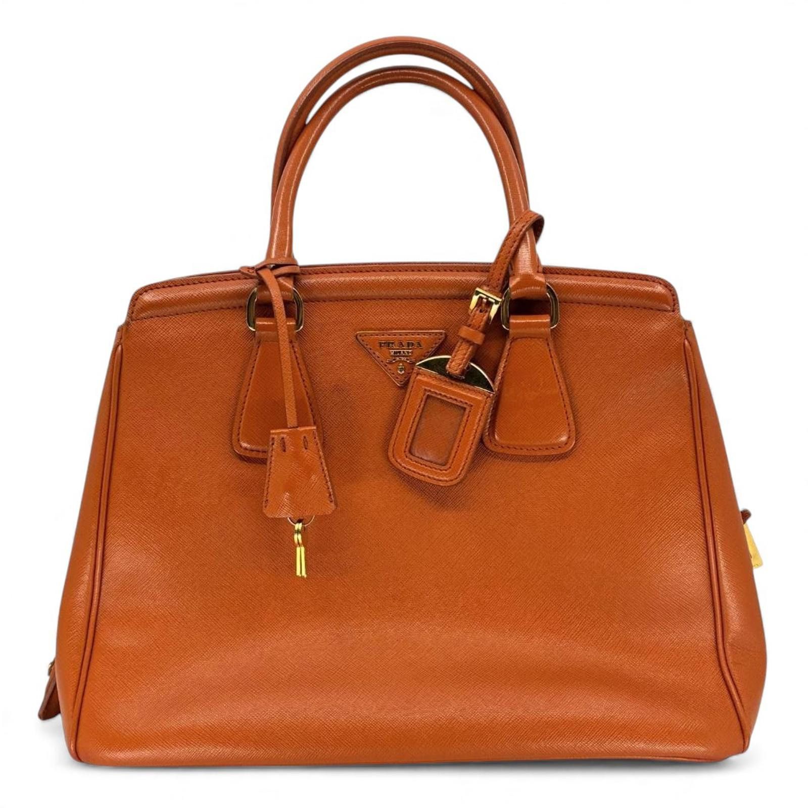 Prada Prada - Brown Orange Leather Handbag Size ONE SIZE - 2 Thumbnail
