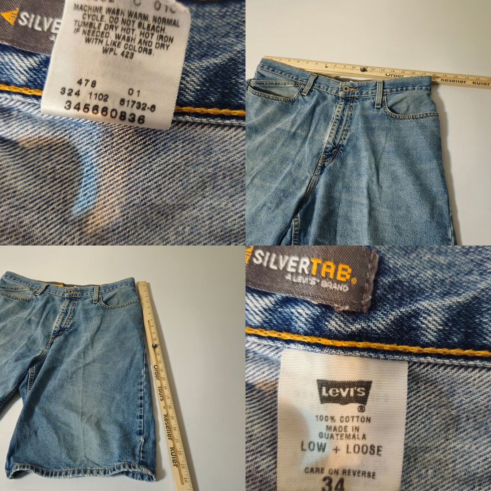 Levi's VINTAGE Levi's SilverTab Denim Shorts 36 Mens Low Baggy 90s Light Wash Denim Bermuda Casual Mens Size US 36 / EU 52 - 8 Thumbnail