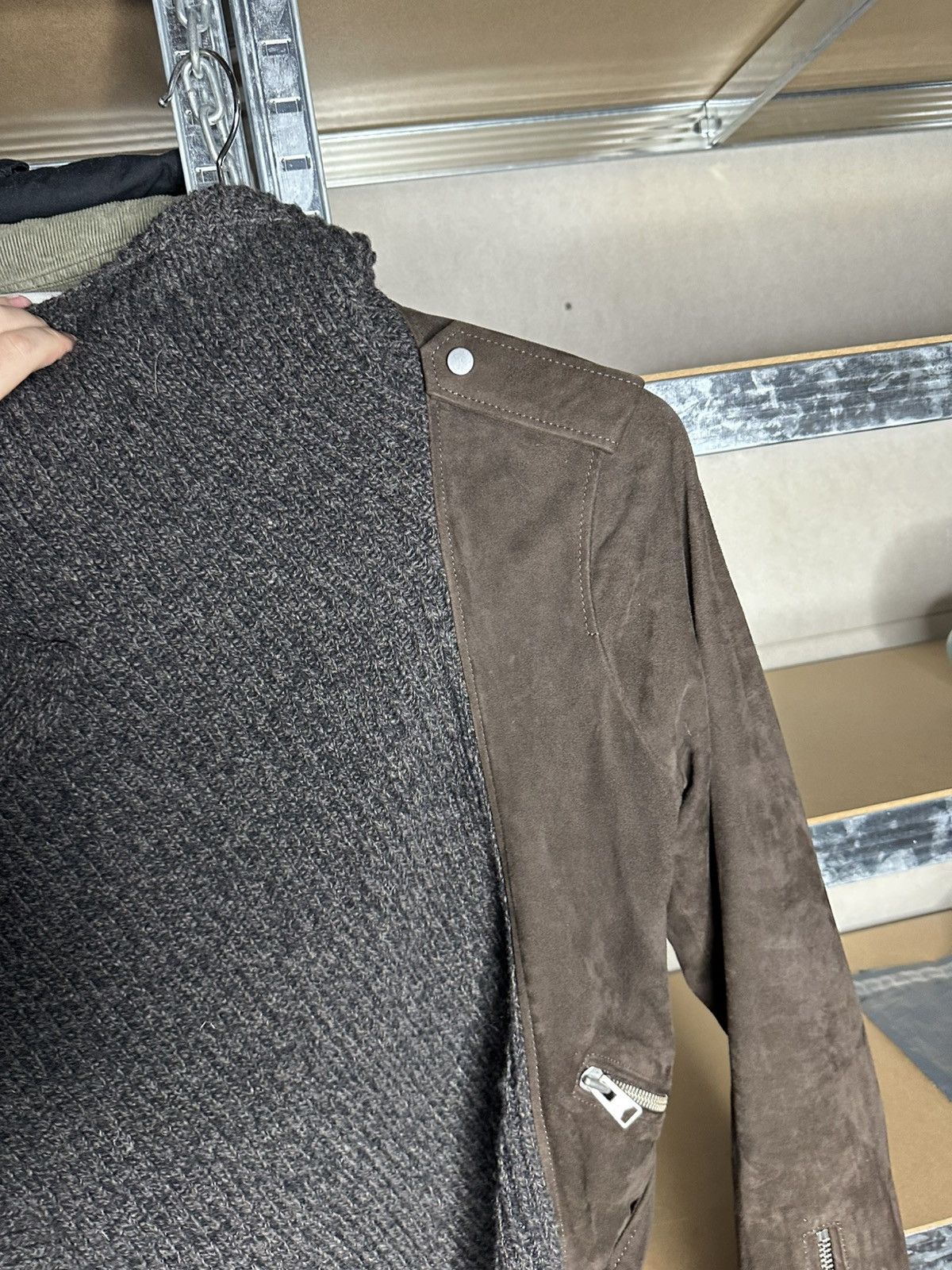 Allsaints AllSaints Wrap Knit Wool Front Leather Biker Jacket US 8 Size M / US 6-8 / IT 42-44 - 6 Thumbnail