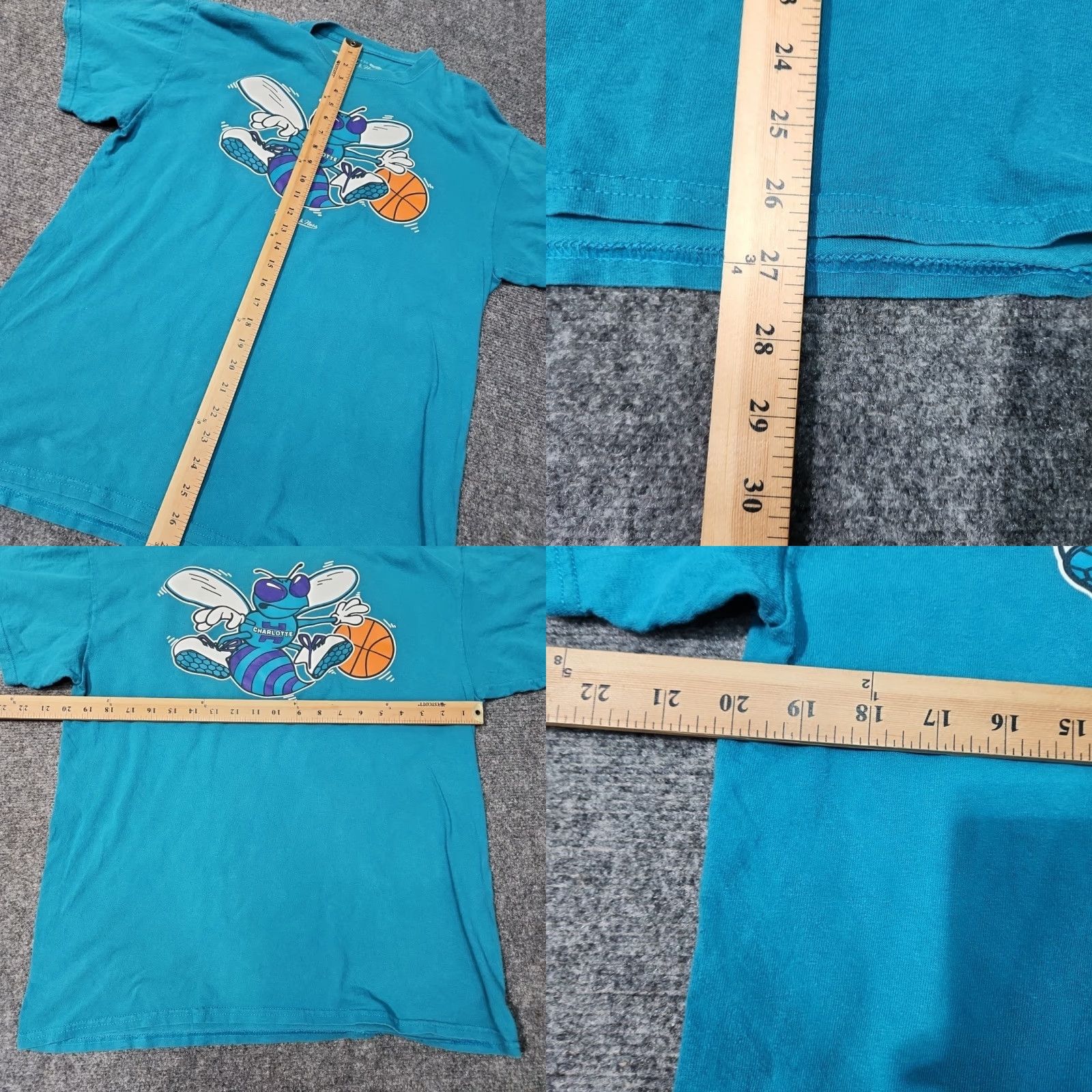 Mitchell & Ness Mitchell & Ness Charlotte Hornets T-Shirt Men Large Teal Retro Logo Graphic Print Short Sleeve Crew Neck Cotton Shirt Nike Size US L / EU 52-54 / 3 - 8 Thumbnail