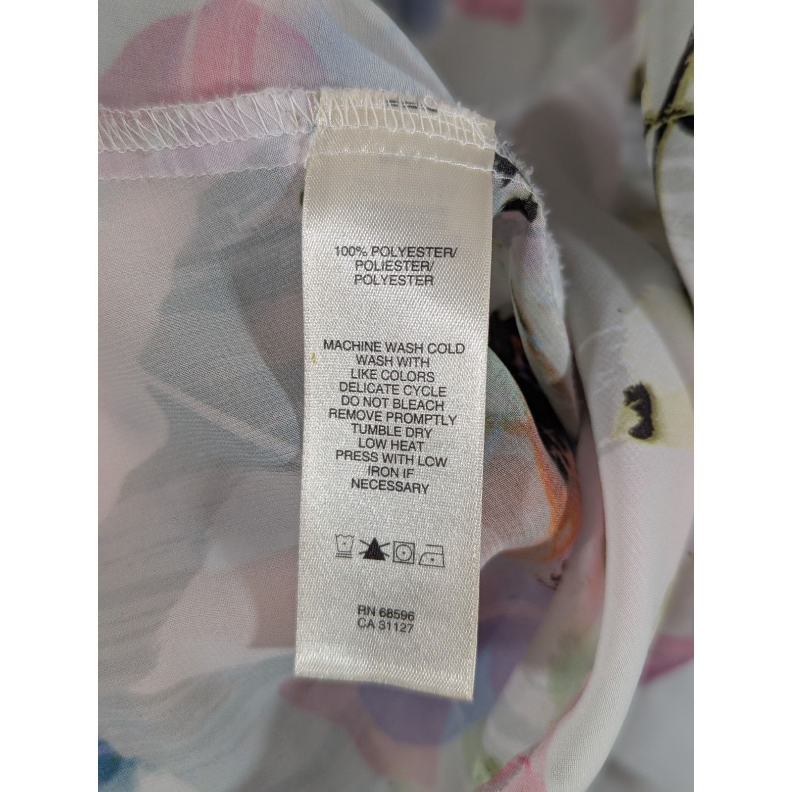DKNY Sheer Floral V-Neck Shark Bite Hem L Boho Whimsigoth Keyhole Size L / US 10 / IT 46 - 4 Thumbnail