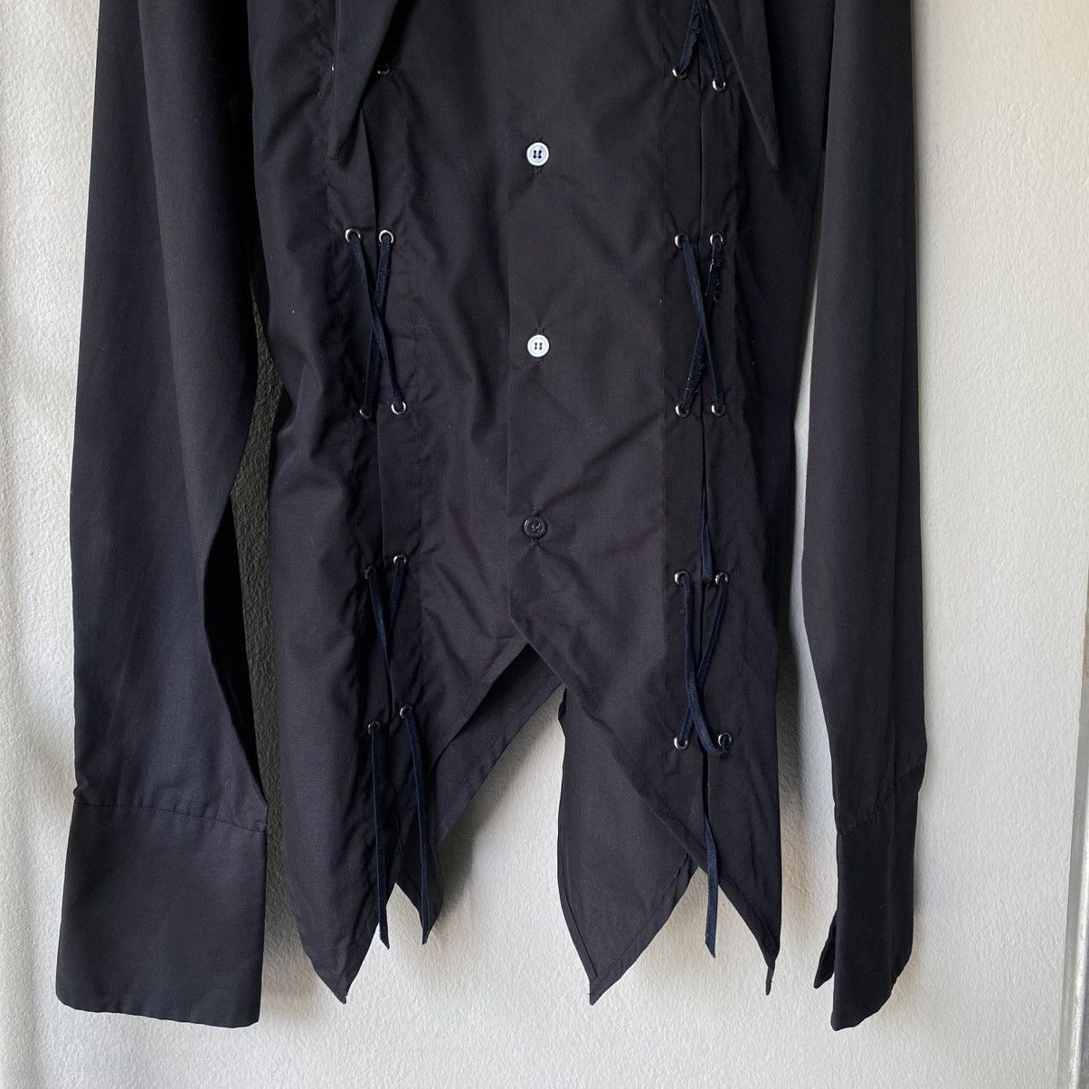 Designer × Japanese Brand Devil'n Bass Y2K Punk Black Lace-Up Symmetrical Shirt Size US L / EU 52-54 / 3 - 6 Thumbnail