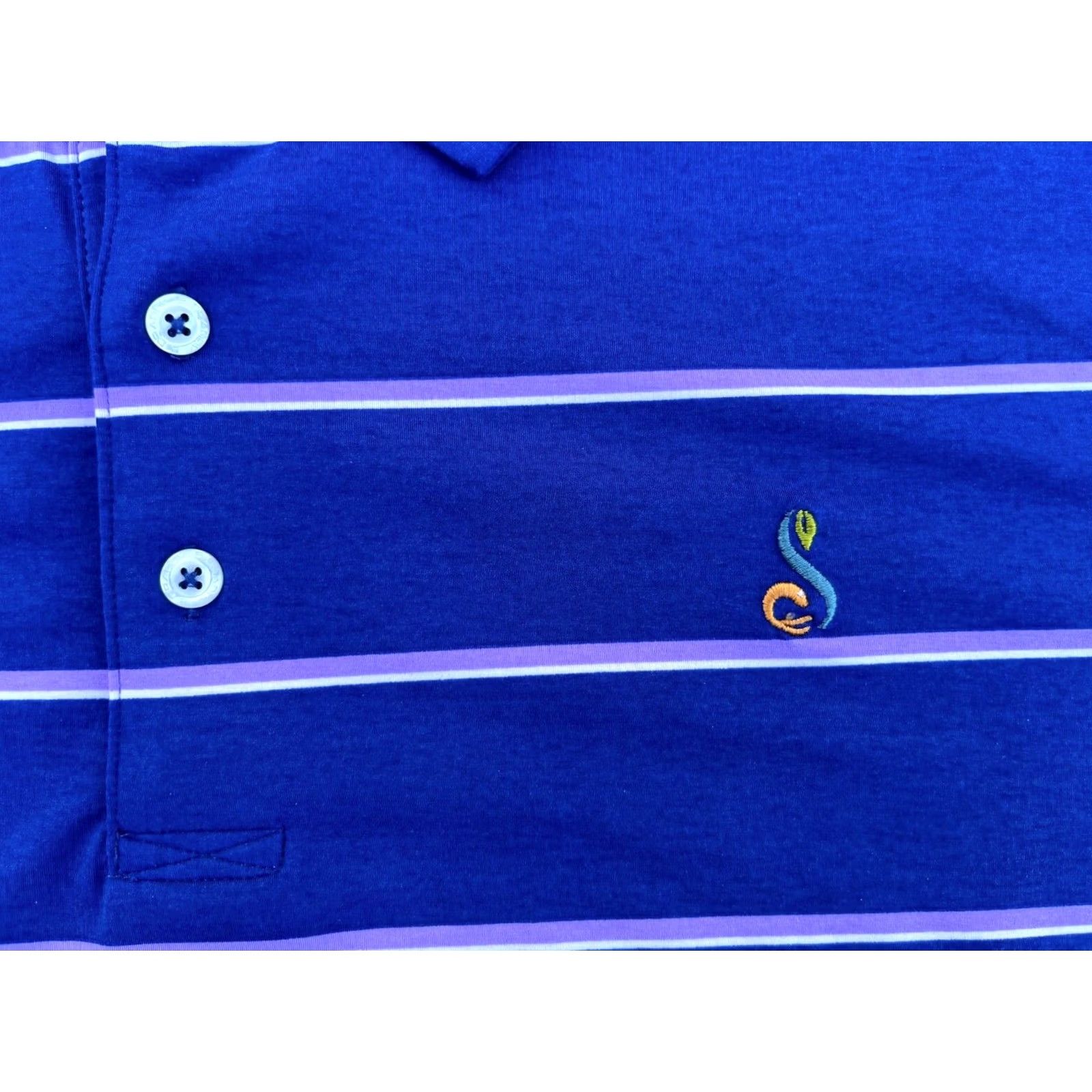 Vintage Draddy Sport Performance Polo Shirt Striped Golf Made in USA XL Men’s Polo Short Sleeve Blue 90s? Size US XL / EU 56 / 4 - 5 Thumbnail