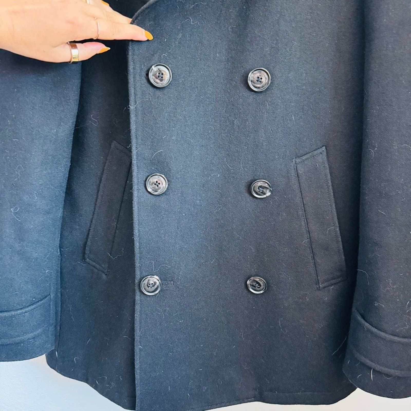 Perry Ellis PERRY ELLIS $328 Black Wool Pea Coat Button Outer Jacket S Size US S / EU 44-46 / 1 - 7 Thumbnail