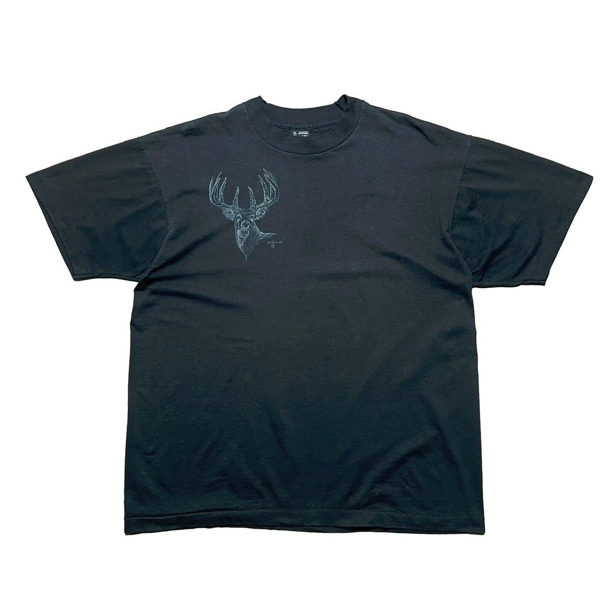 Vintage Vintage 90s Faded Black Buck Deer Tee Size US XL / EU 56 / 4 - 1 Thumbnail