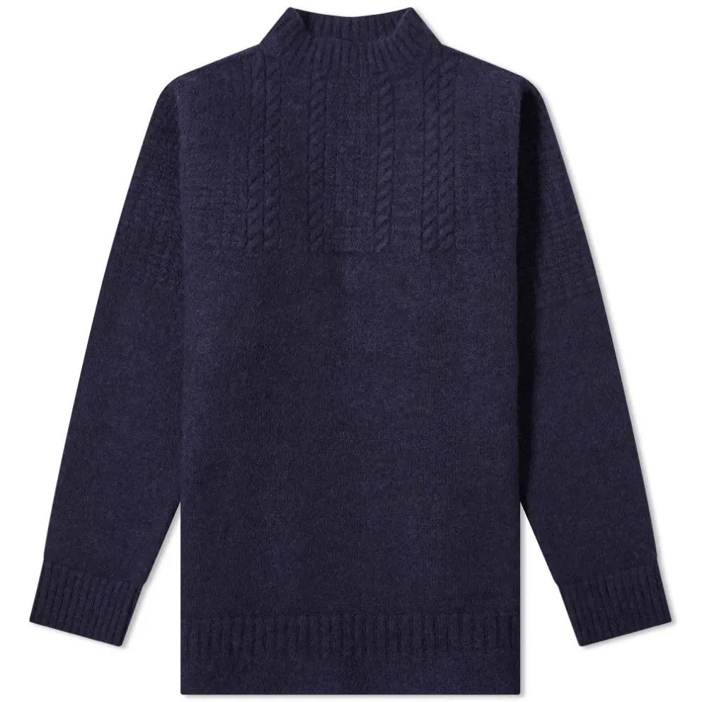 Maison Margiela o1tko11224 Mock-Neck Distressed Sweater in Navy Size US L / EU 52-54 / 3 - 1 Thumbnail
