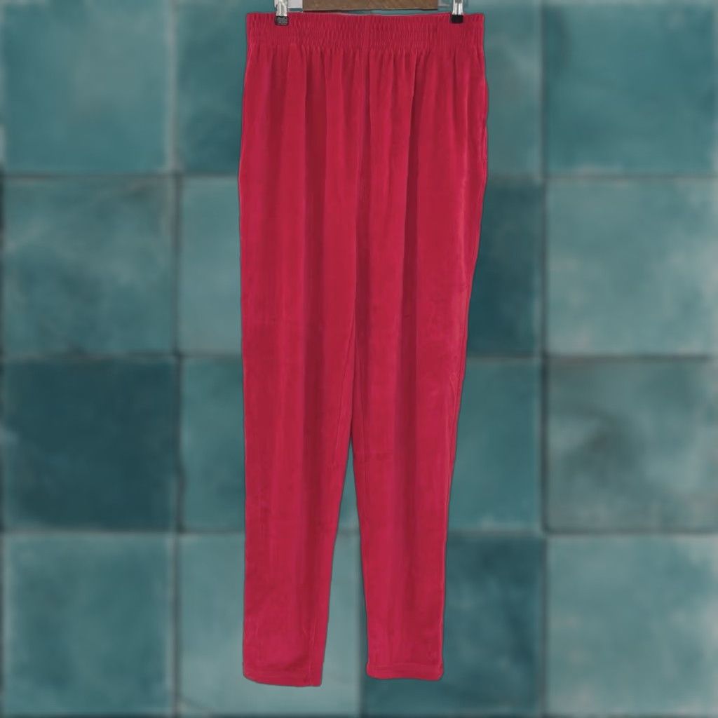 Nordstrom Vtg Nordstrom Active Sports Red Velour W/Pocket Straight Leg Pants XL Size 40" / US 18 - 1 Thumbnail