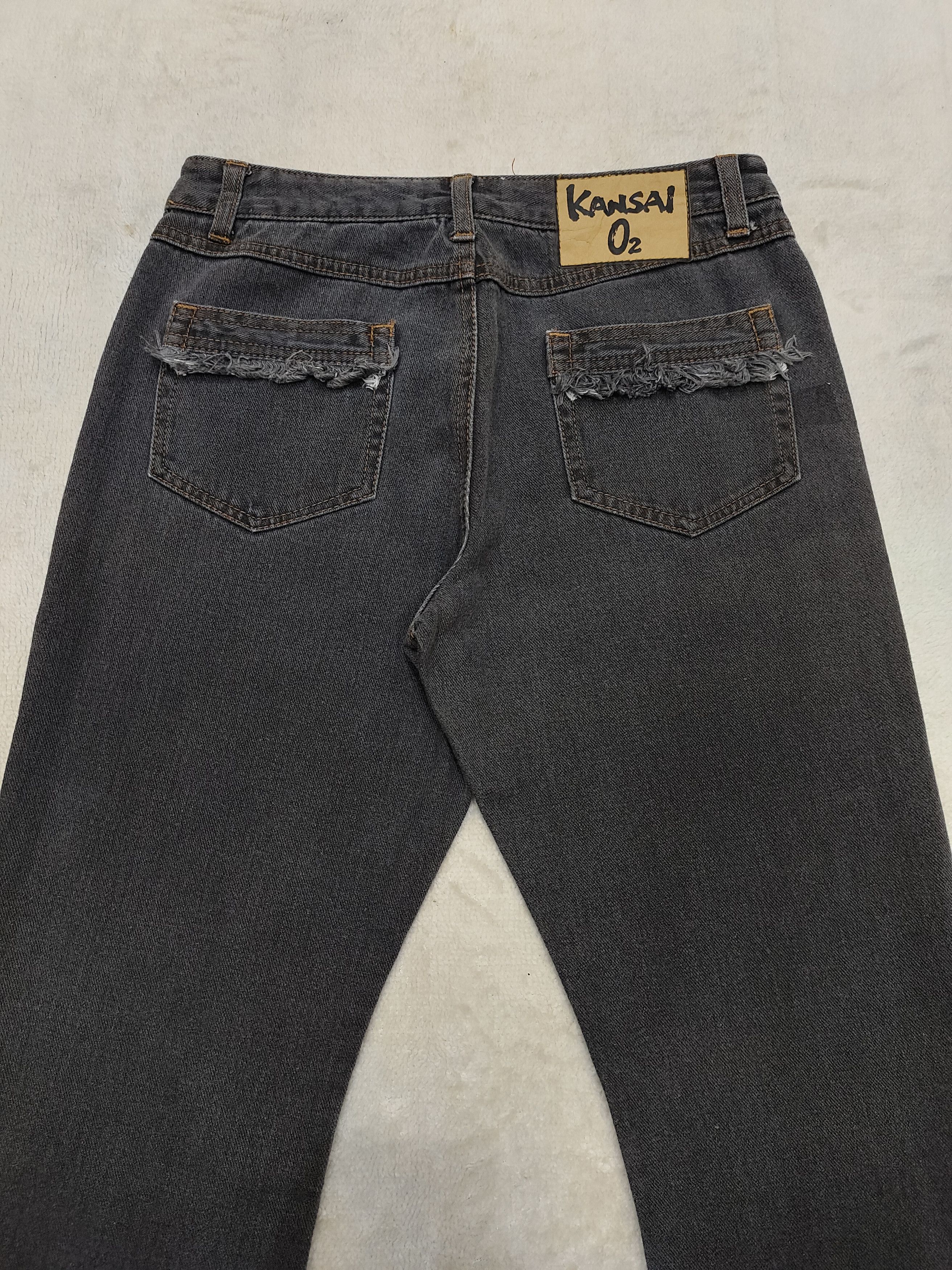 Kansai Yamamoto RARE 🇯🇵 Vtg Kansai O2 Raw Hem Flare Jeans Size 27" / US 4 / IT 40 - 6 Thumbnail