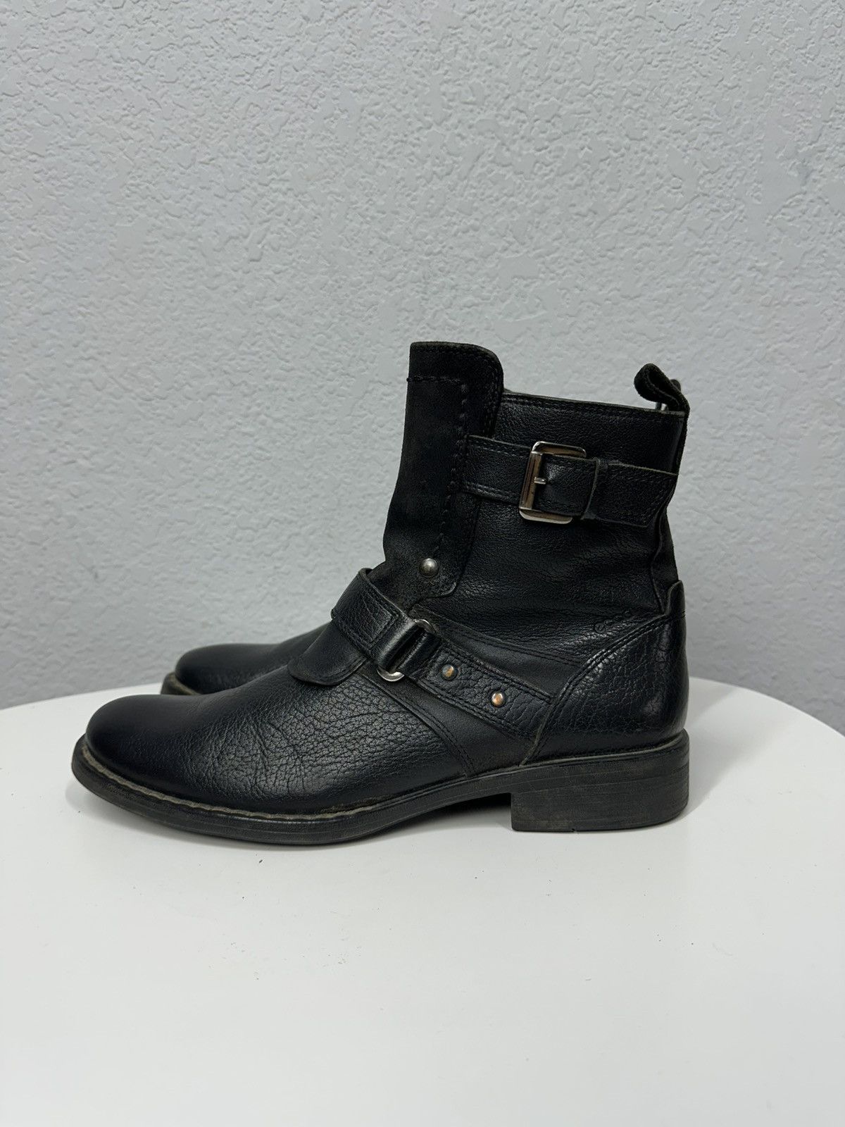 Ecco AS 98 Vibe Artisan Black Leather Side Zip Ankle Biker Boots Size US 9 / EU 42 - 7 Thumbnail