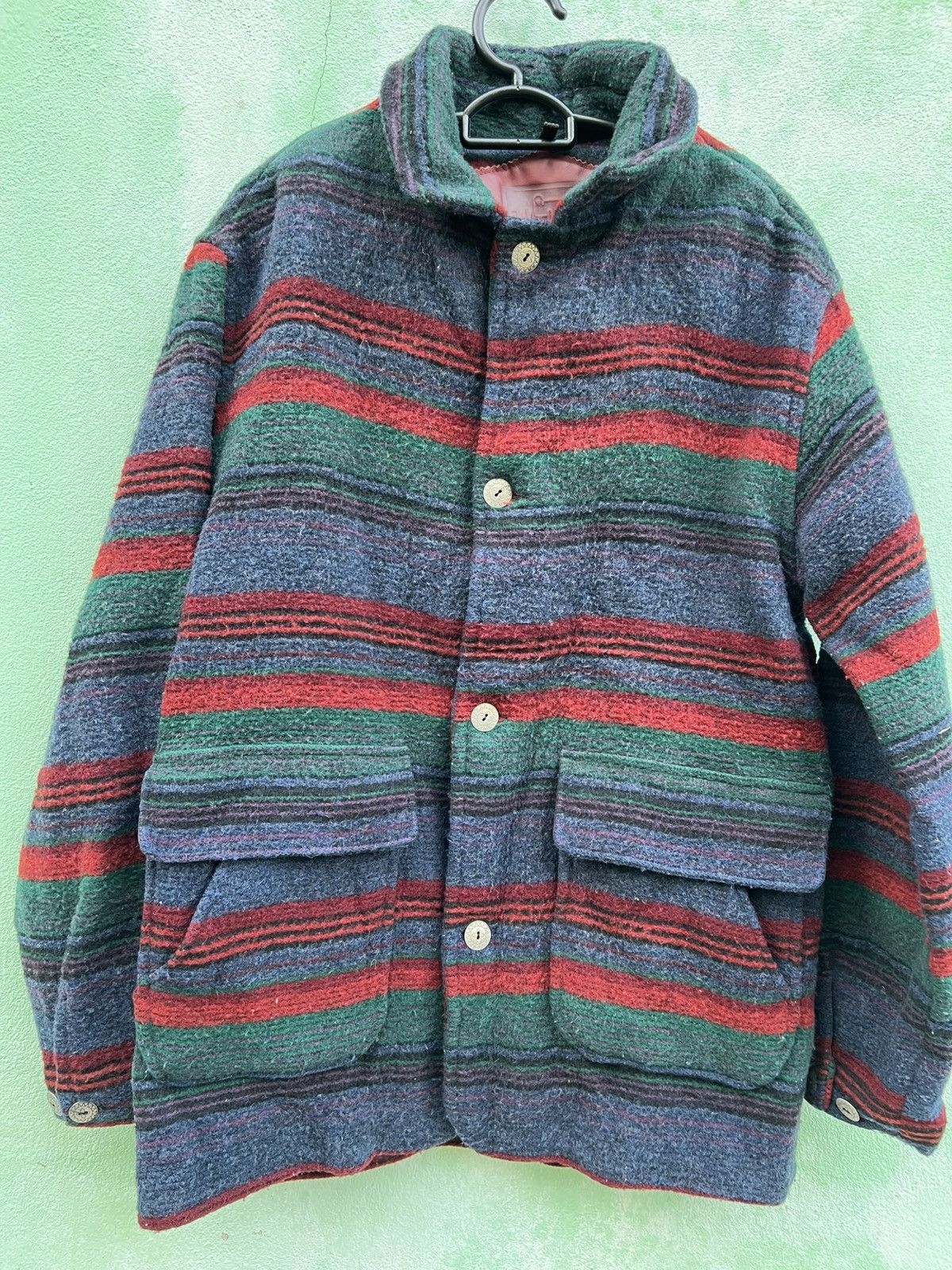 Woolrich Woolen Mills Vtg Woolrich Made in USA Multi Stripe Wool Blanket Jacket Size US L / EU 52-54 / 3 - 19 Thumbnail