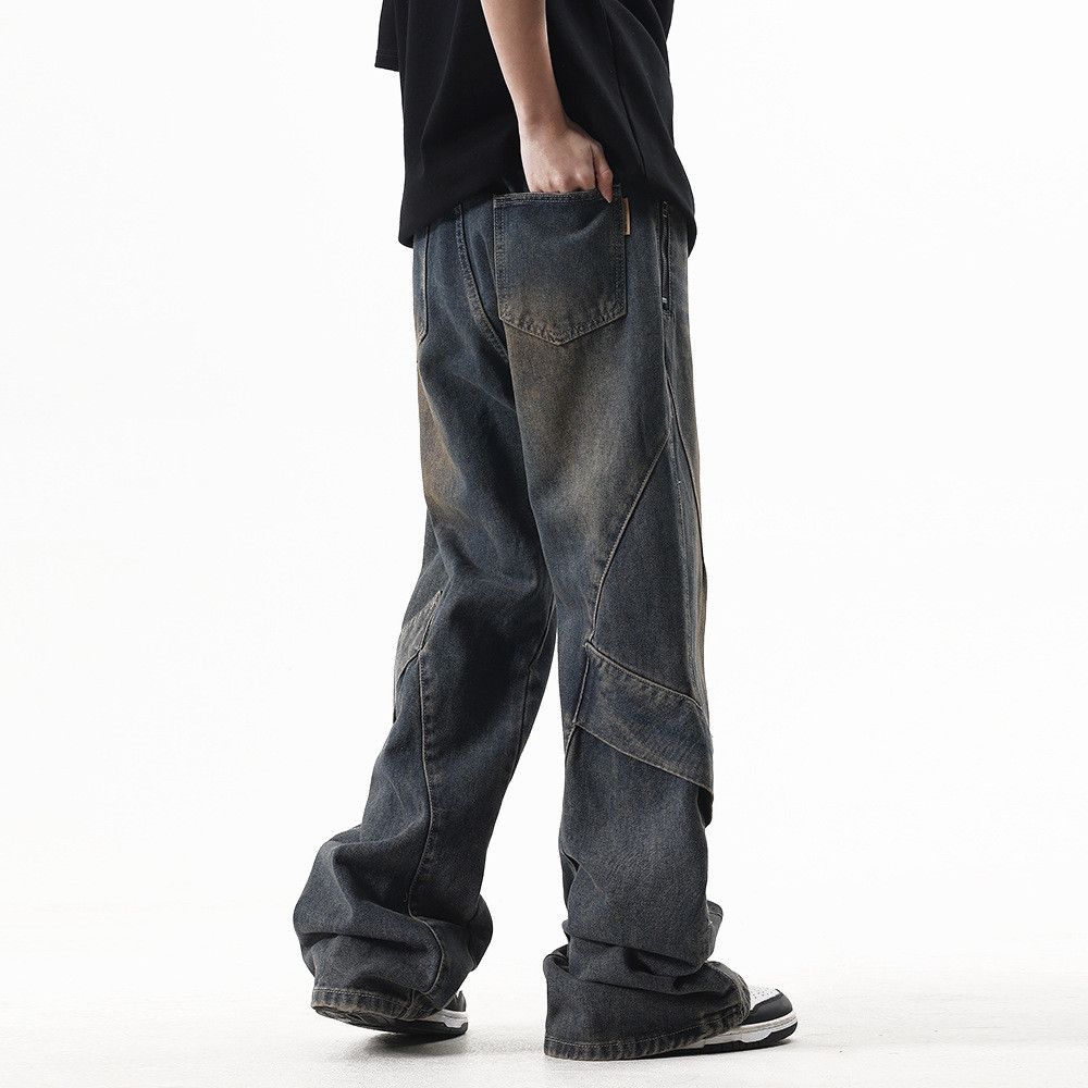 Japanese Brand × Jean Washed distressed split panel cargo jeans Size US 32 / EU 48 - 4 Thumbnail