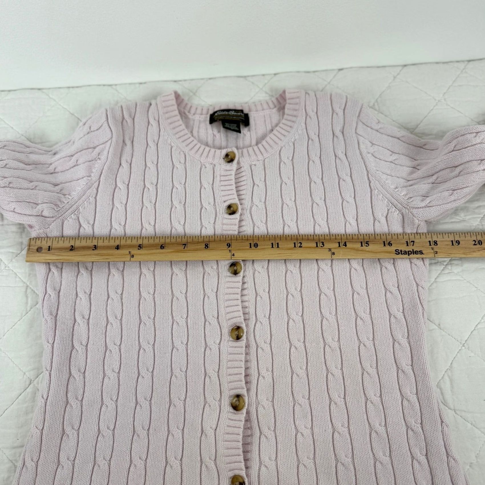 Eddie Bauer Eddie Bauer Womens Pink Cable Knit Cotton Blend Cardigan Sweater S Preppy Barbie Vintage Size S / US 4 / IT 40 - 6 Thumbnail