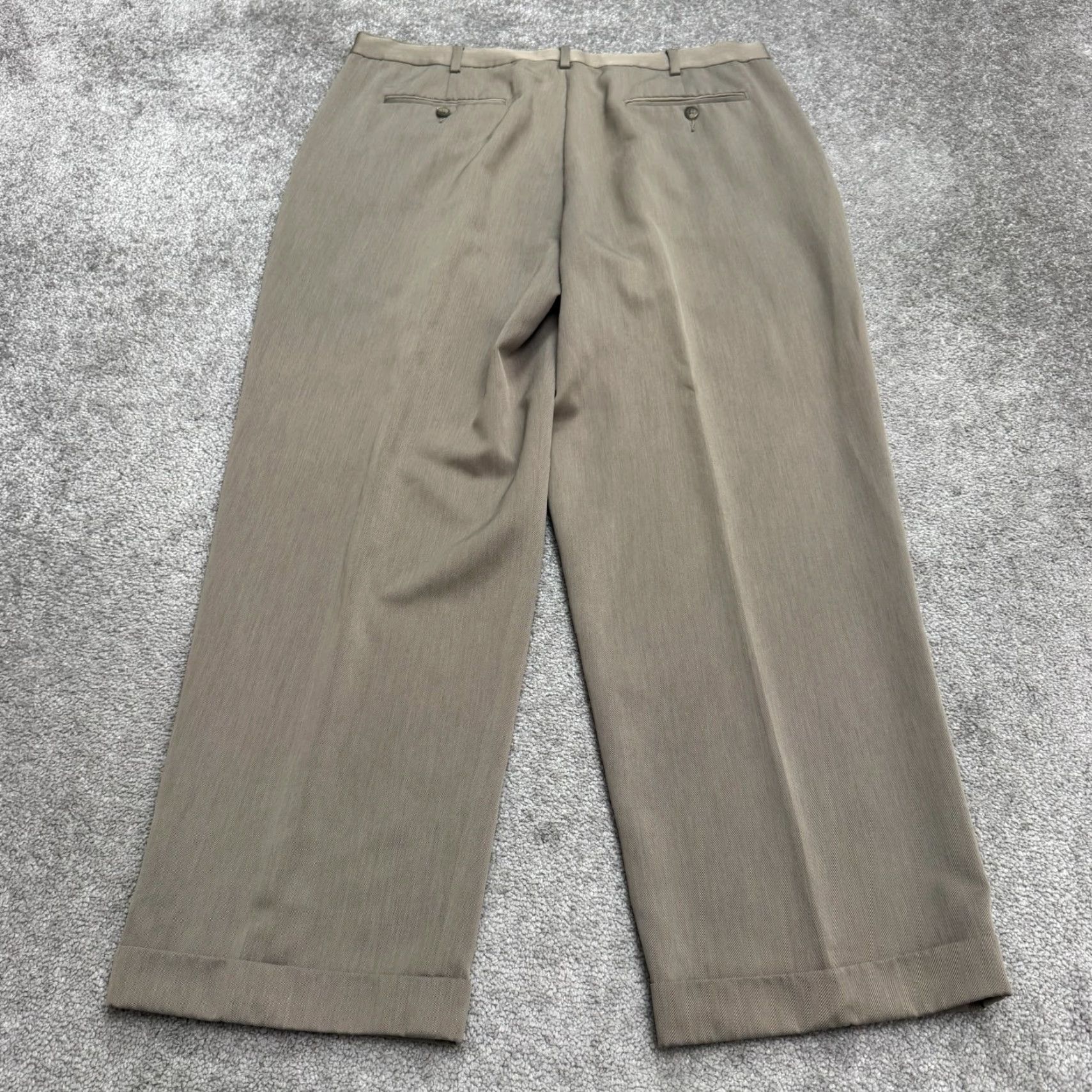 Brooks Brothers Perry Ellis Portfolio Pants Mens 38x30 Taupe Brown Straight Pleated Front Dress Pants Mens Regular Brown 38 in Polyester Rayon Brand Brooks Brothers Size US 38 / EU 54 - 2 Thumbnail