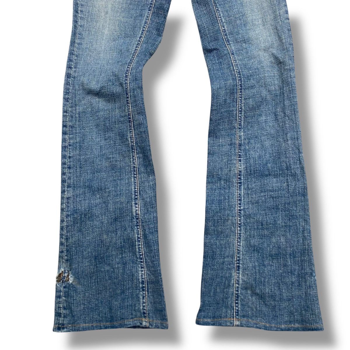 If Six Was Nine 🇯🇵 VINTAGE BRAPPERS SPIRAL CUT FLARE DISTRESSED DENIM PANTS Size 28" / US 6 / IT 42 - 6 Thumbnail