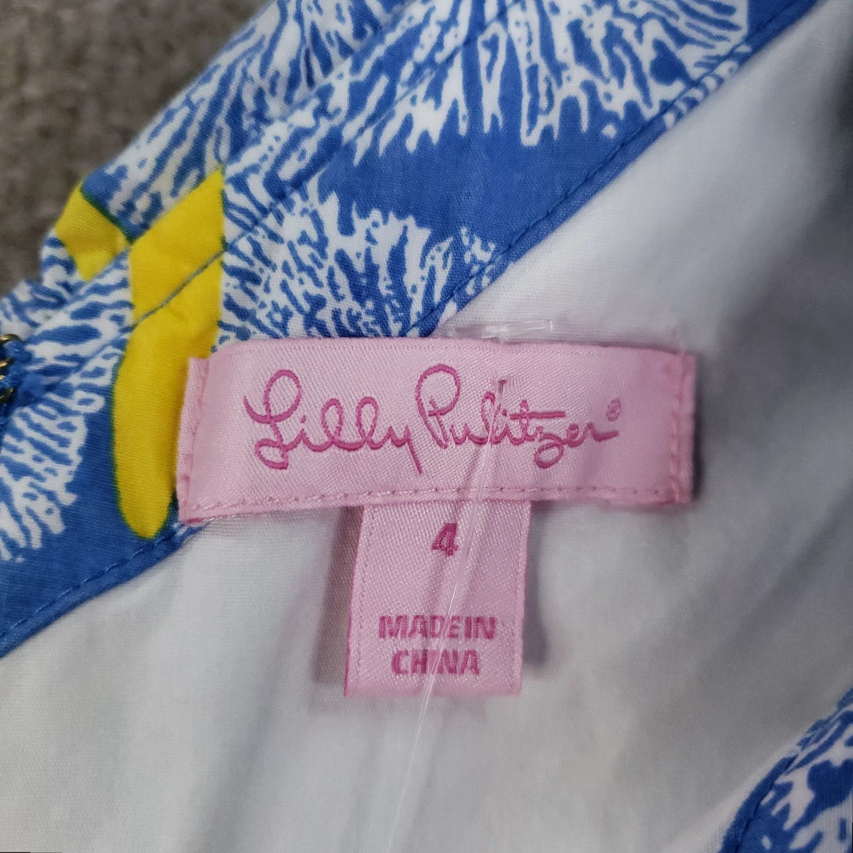 Lilly Pulitzer Lilly Pulitzer Sheath Dress Size 4 Blue One Shoulder Ruffle Geometric Casual Womens Size 27" / US 4 / IT 40 - 6 Thumbnail