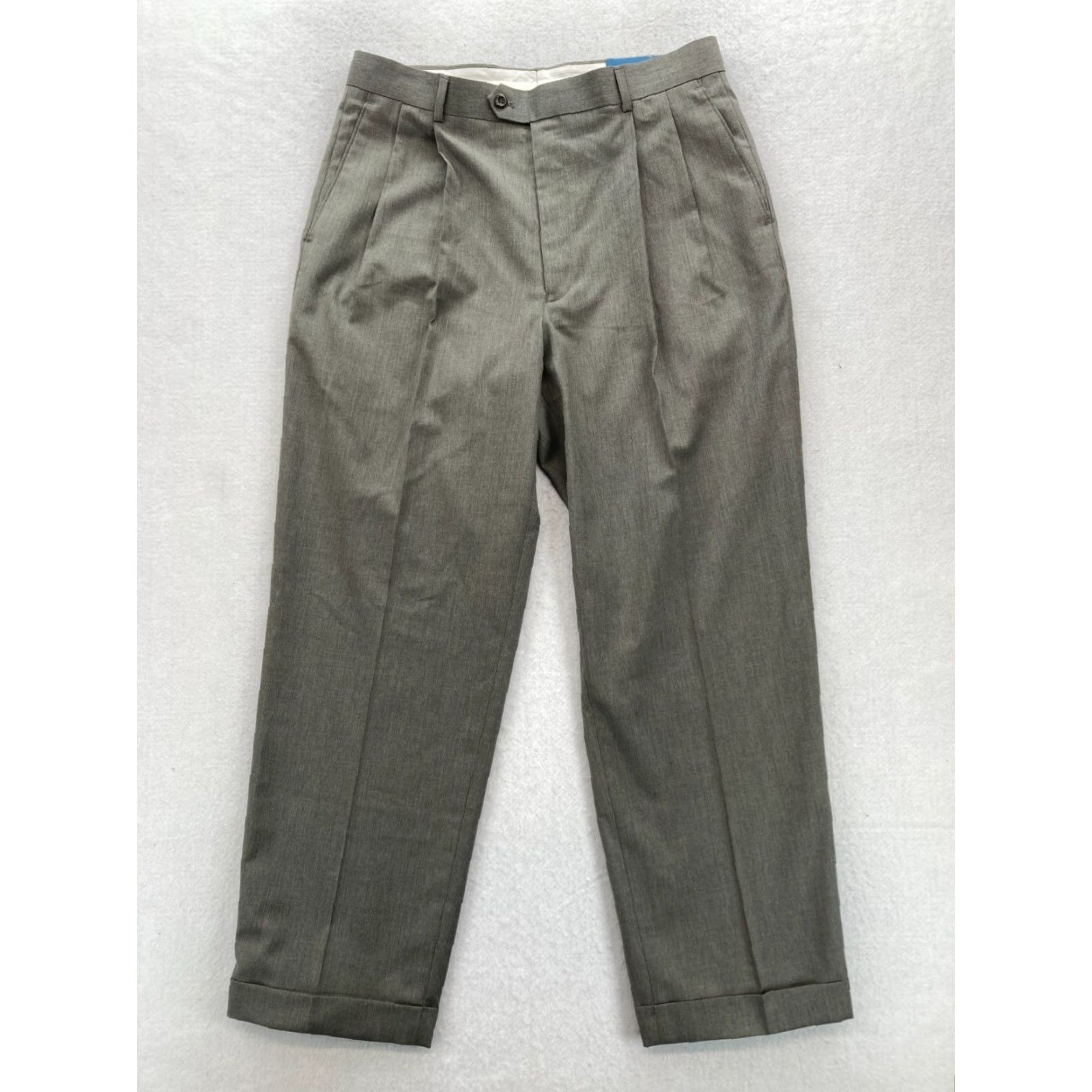 Haggar Haggar H26 Performance Dress Pant Mens 34x32 Gray Pleated Dress Pants Cuffed Pants Size US 34 / EU 50 - 2 Thumbnail