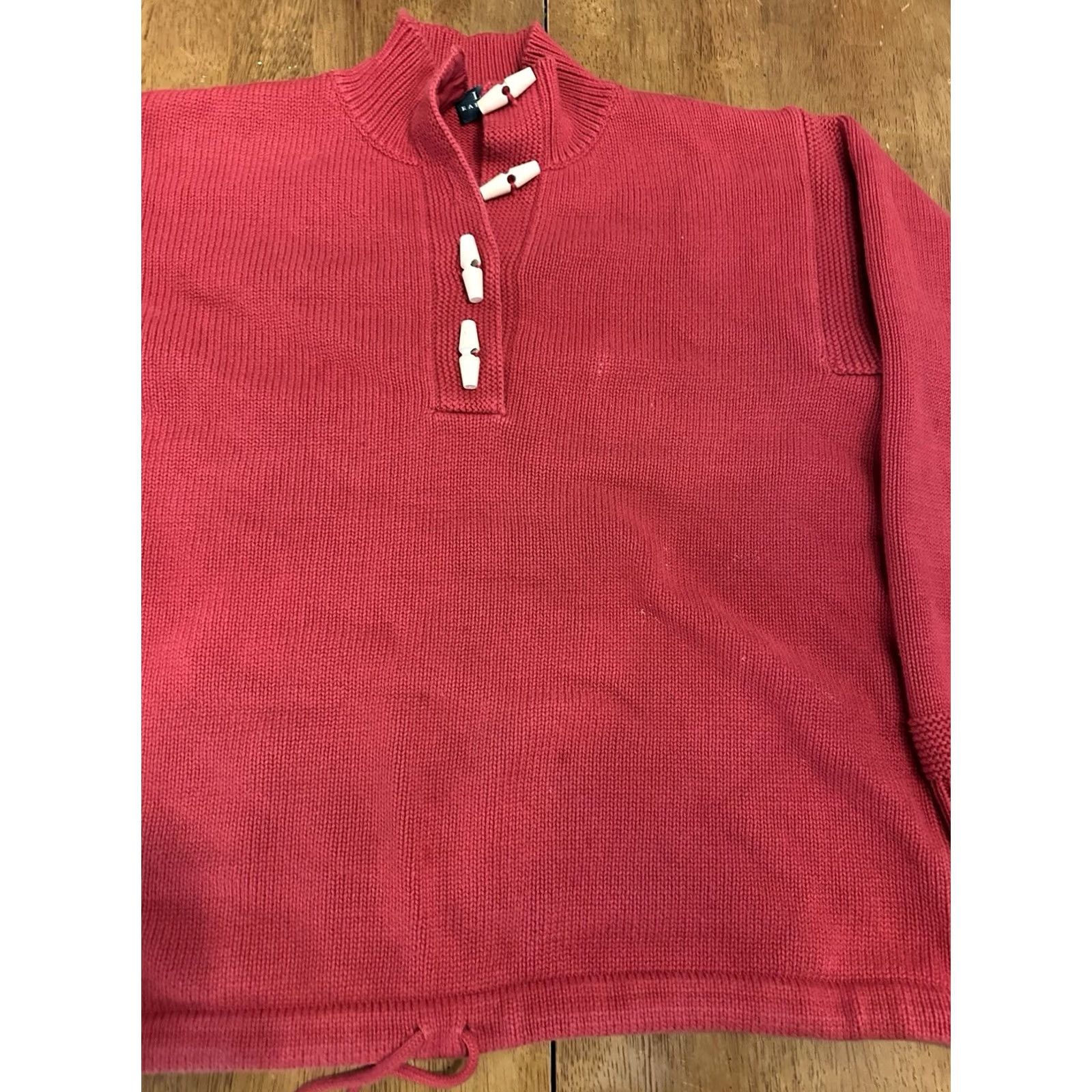 Ralph Lauren Lauren Ralph Lauren Women’s Henley Sweater Red Petite Medium Cotton Knit Size M / US 6-8 / IT 42-44 - 4 Thumbnail