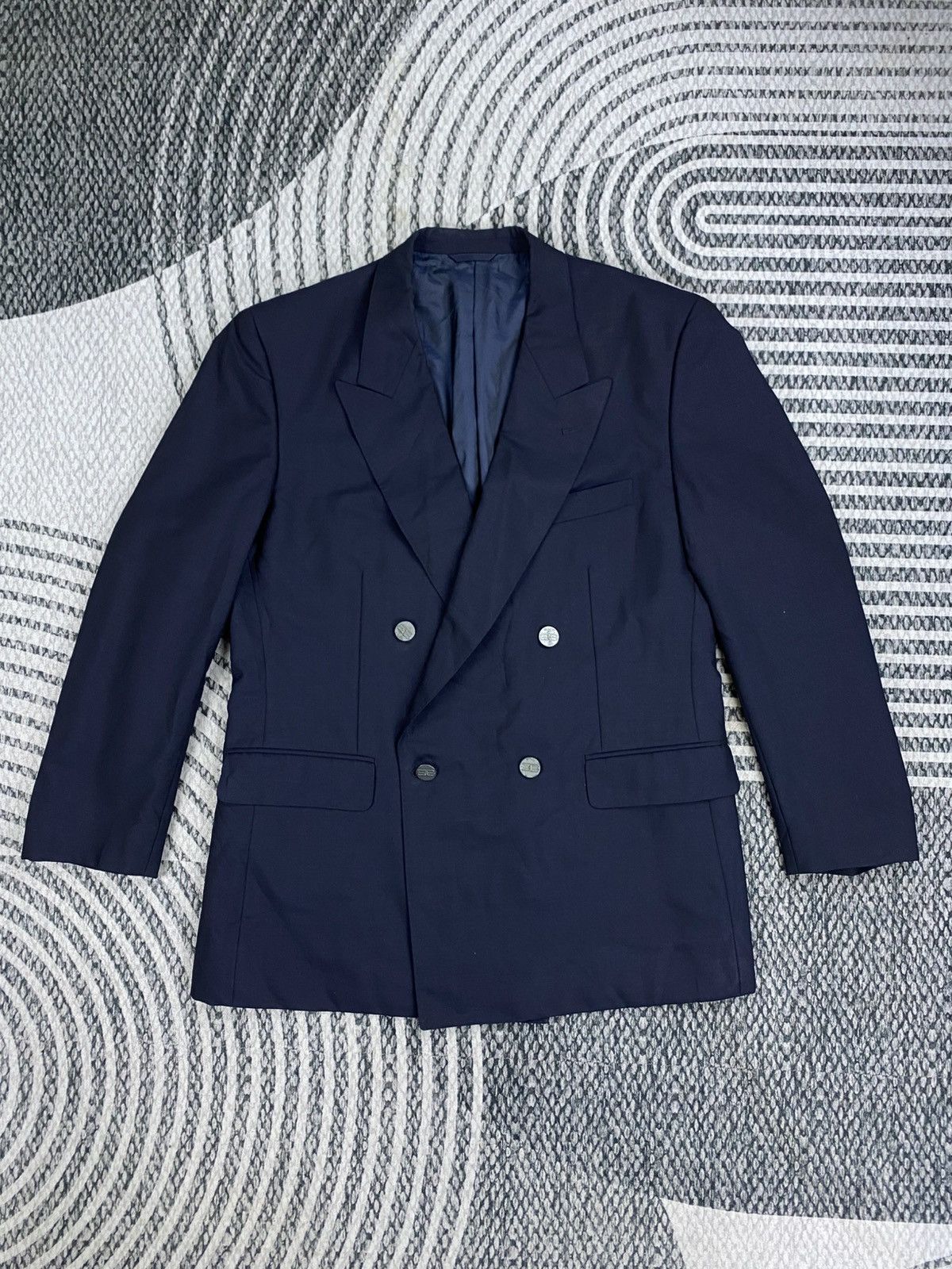 Vintage Balenciaga Paris Navy Double Breasted Suit Jacket