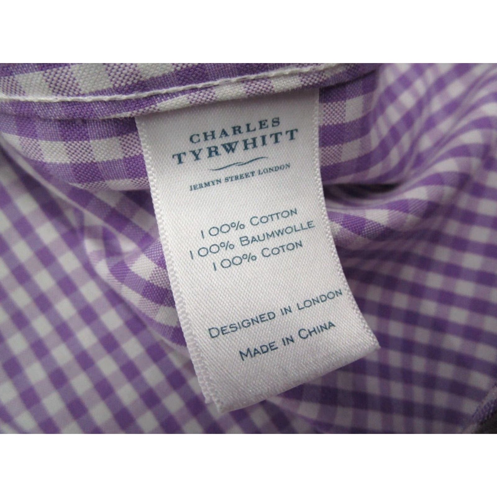 Charles Tyrwhitt Charles Tyrwhitt Dress Shirt Mens 16 35 Extra Slim Fit Purple Button Up Work Size 34R - 4 Thumbnail
