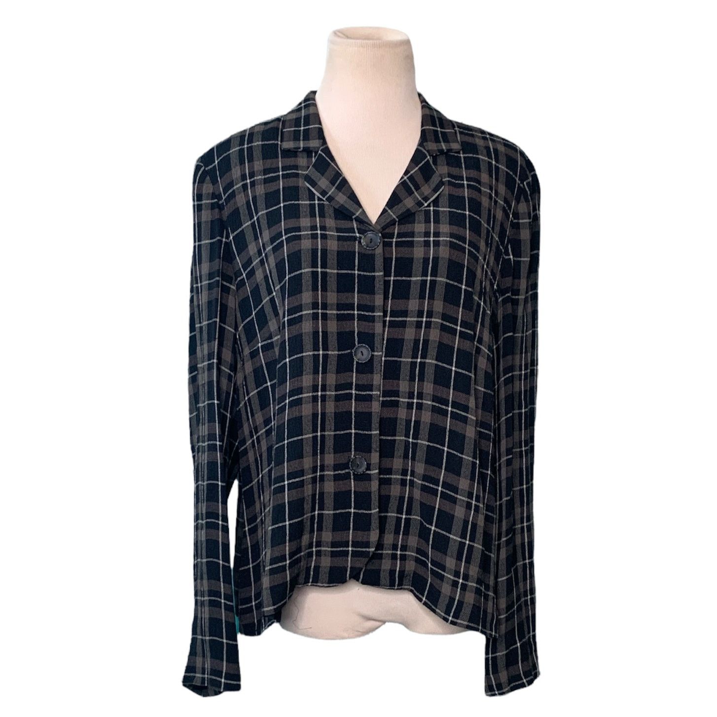 Liz Claiborne Liz Claiborne black gray plaid long sleeves blouse size MP Size M / US 6-8 / IT 42-44 - 1 Thumbnail