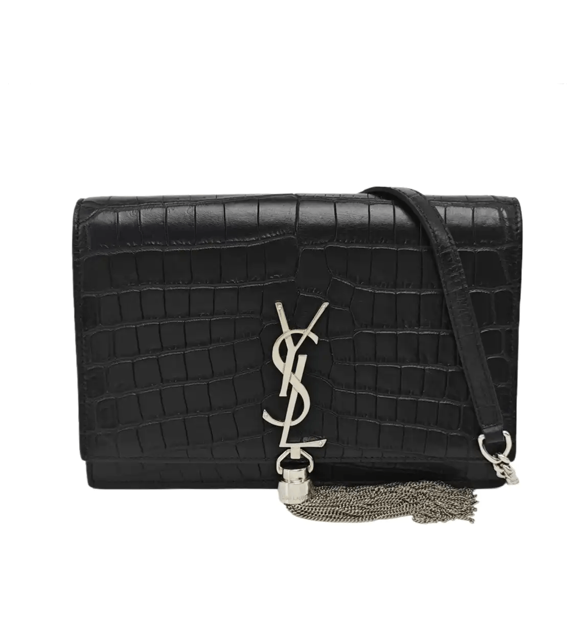 Saint Laurent Paris Saint Laurent Paris YSL KATE WOC black cowhide leather fringe embossed flap bag Size ONE SIZE - 1 Thumbnail