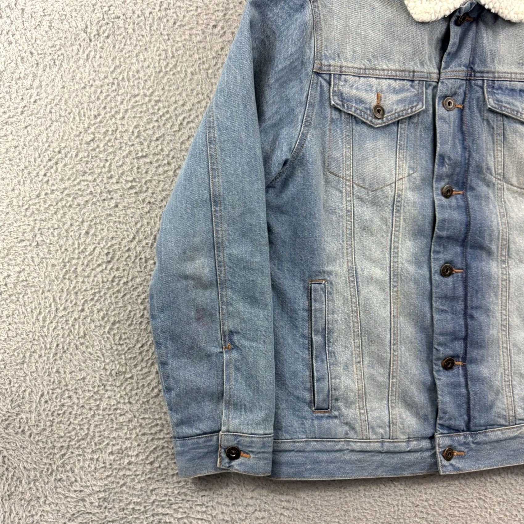 Denime Brooklyn Cloth Jacket Mens Medium Denim Sherpa Lined Trucker Button Outdoor Jacket Size US M / EU 48-50 / 2 - 4 Thumbnail