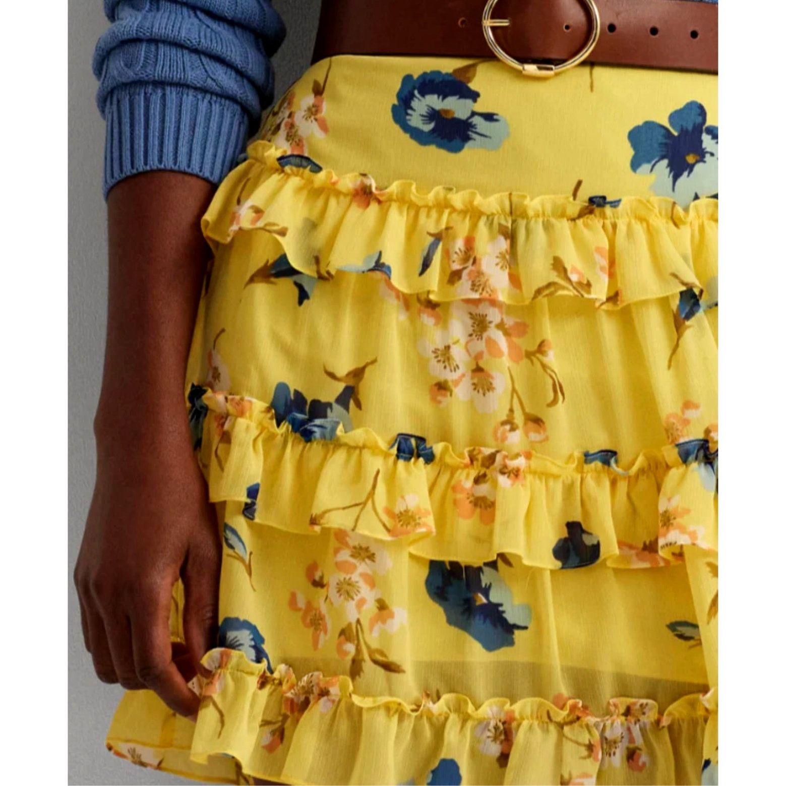 Ralph Lauren Ralph Lauren Tiered Georgette Floral Mini Skirt Yellow 8 Size 30" / US 8 / IT 44 - 5 Thumbnail
