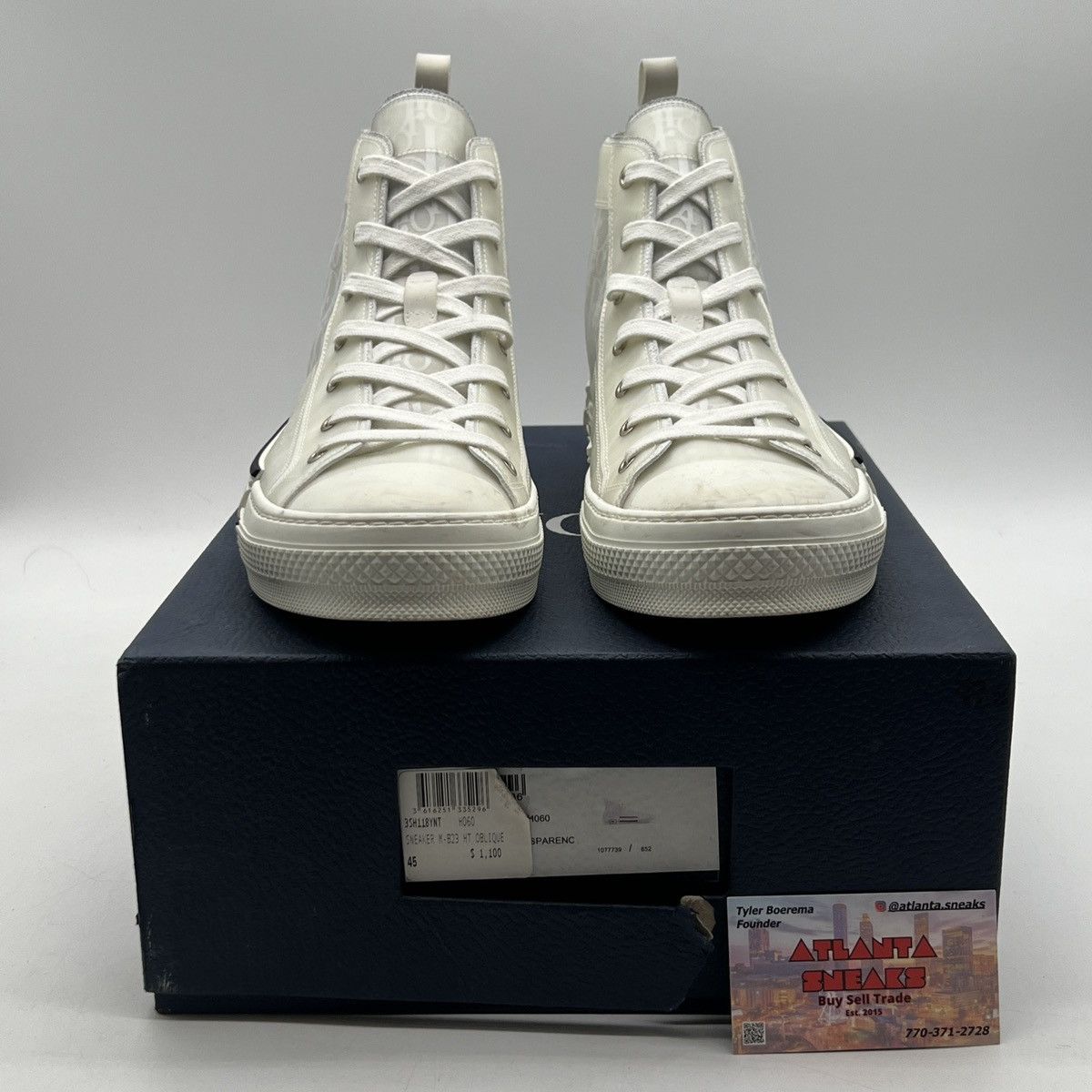 Dior Dior b23 high Dior oblique white Size US 12 / EU 45 - 2 Thumbnail