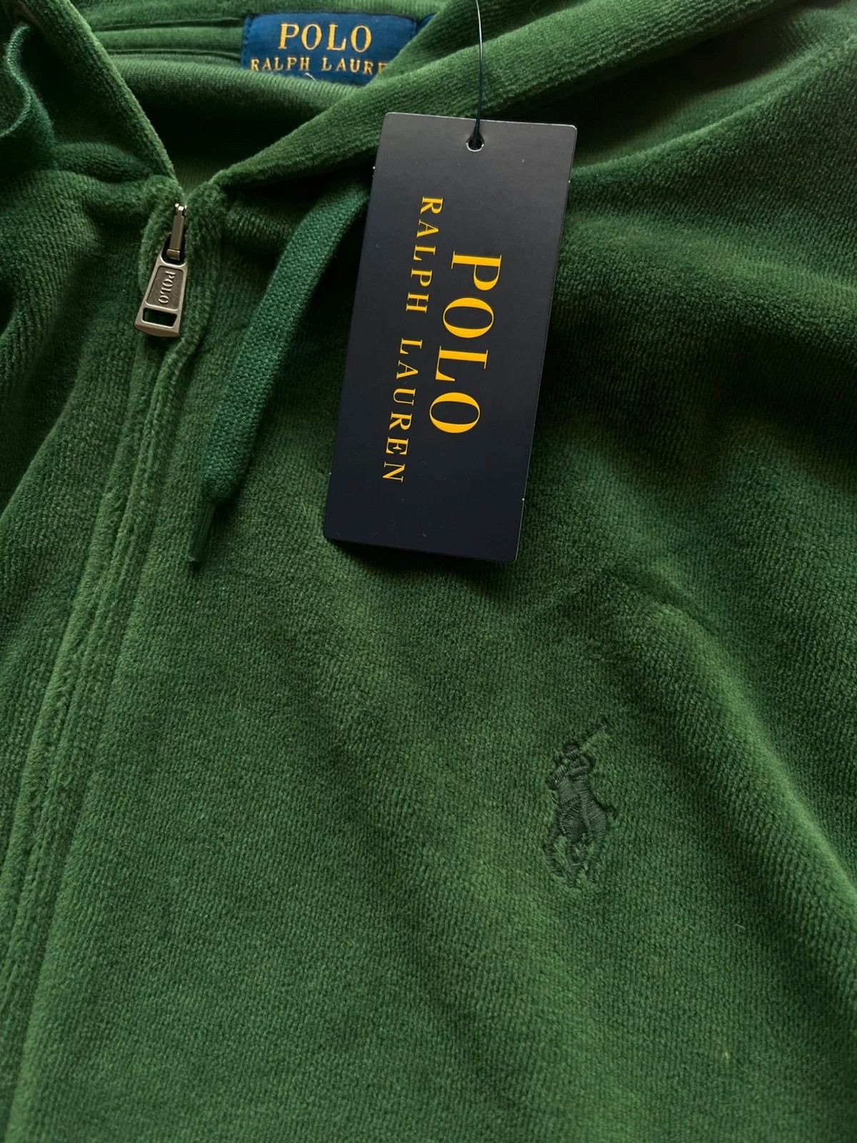 Polo Ralph Lauren Polo Ralph Lauren Zip Hoodie Sz L Velour Cotton Dark Green Size L / US 10 / IT 46 - 6 Thumbnail