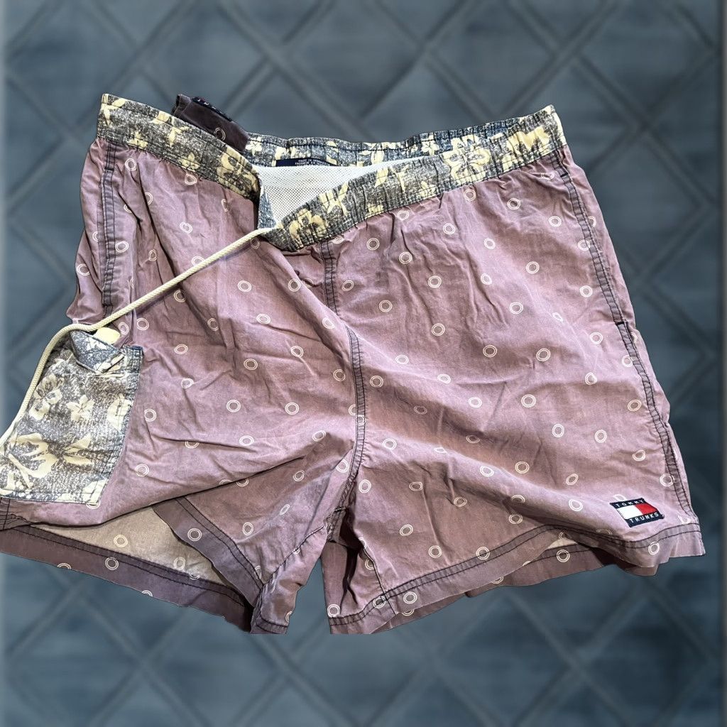 Tommy Hilfiger VINTAGE Tommy Hilfiger Spellout Trunks Bottom Mens M Purple Swim Size US 31 - 1 Thumbnail