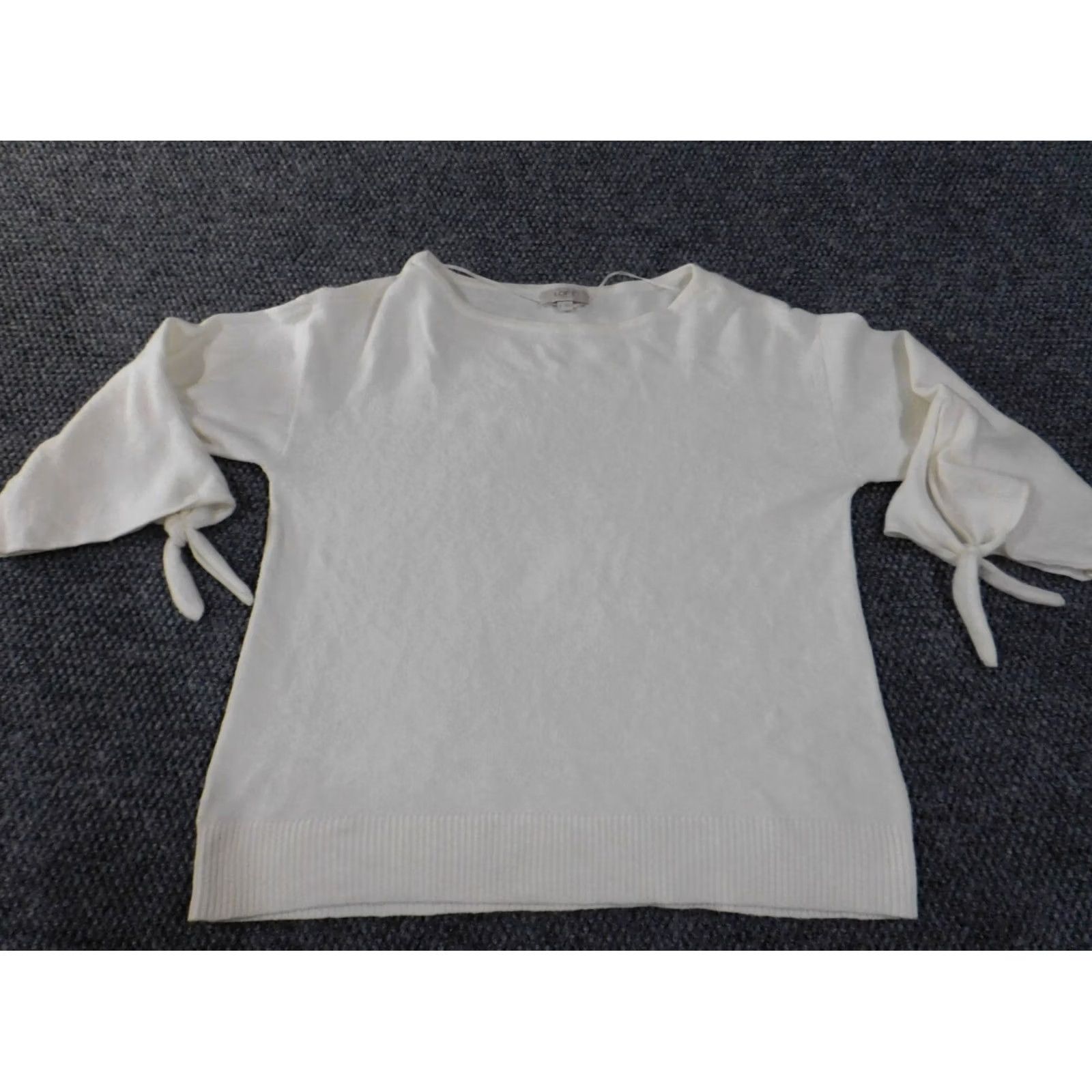 Loft LOFT Sweater Pullover White Small Womens Crew Neck Knit Rib Stretch Regular Casual Long Sleeve Button Knit Solid Modern Designer Fall Winter Spring Size S / US 4 / IT 40 - 7 Thumbnail