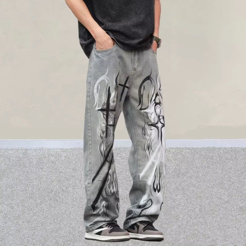 Japanese Brand Flame Art Graphic Denim Pant Size US 29 - 7 Thumbnail