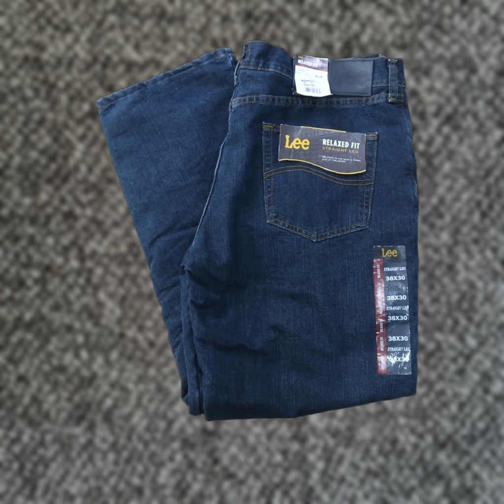 Lee Lee Premium Classic Jeans Relaxed Fit Fleece Lined Straight Leg Men's 38x30 Black Quartz Denim Blue Portal Size US 38 / EU 54 - 1 Thumbnail