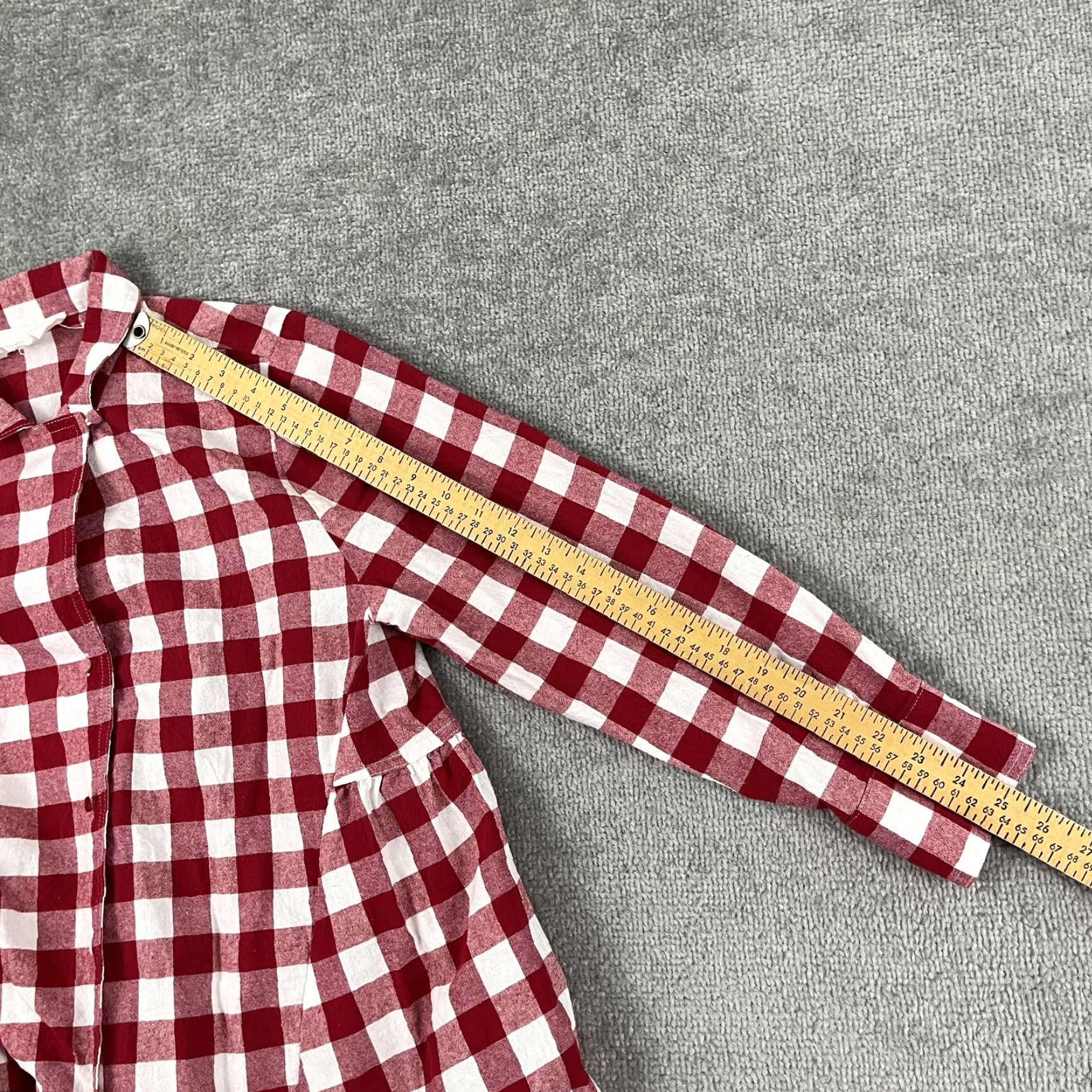 Vintage Pomander Place Top Womens Medium Red White Plaid Picnic Check Gingham Button Up Size M / US 6-8 / IT 42-44 - 5 Thumbnail