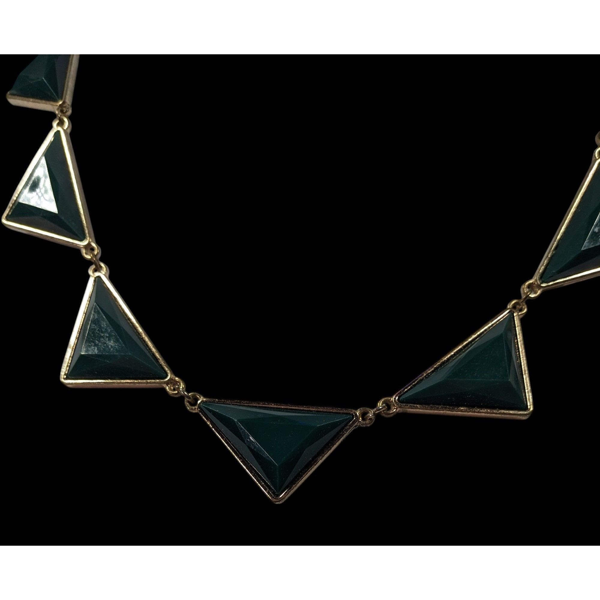 Other Geometric Dark Green And Gold Statement Necklace Size ONE SIZE - 2 Thumbnail