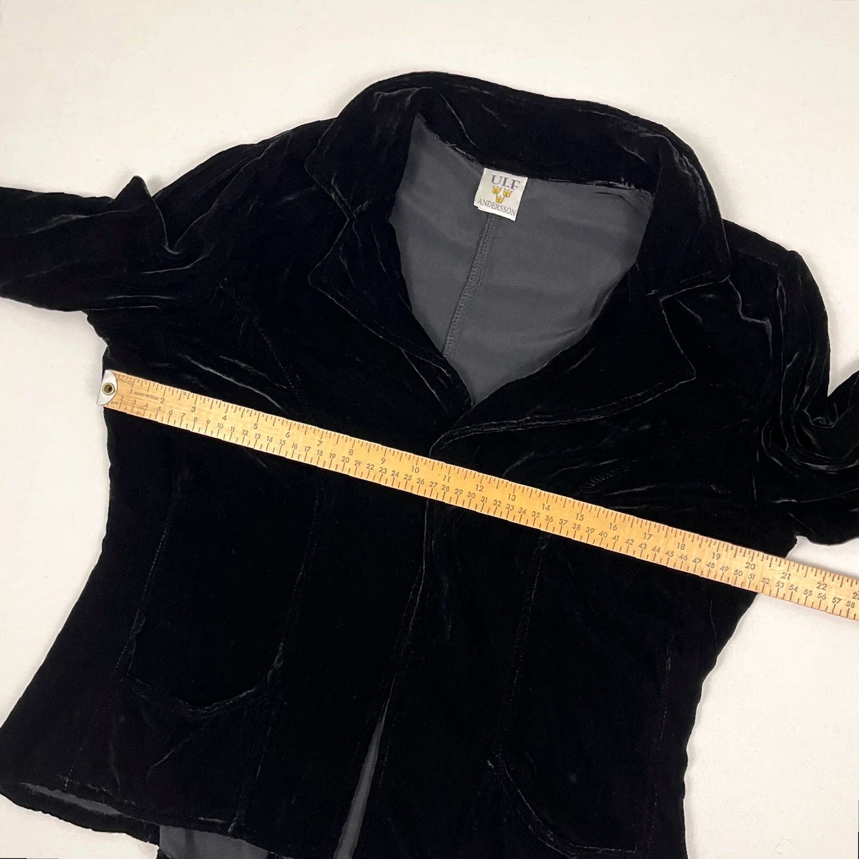 Velvet VINTAGE Ulf Andersson Blouse Womens L Black Velvet Silk Blend Flare Witch Whimsigoth VTG Size L / US 10 / IT 46 - 6 Thumbnail