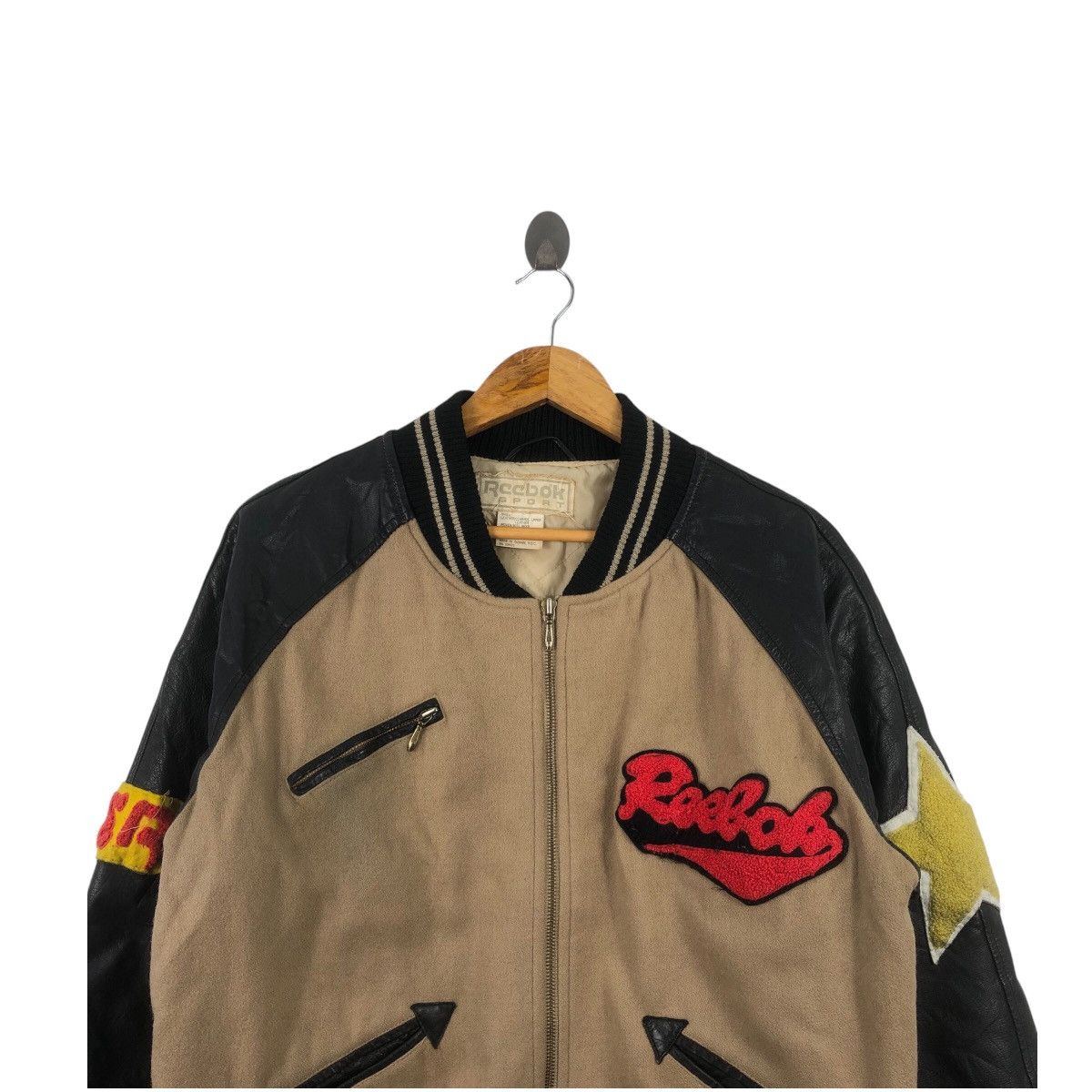 Reebok × Vintage Vintage 90s REEBOK USA Sportswear Varsity Leather Jacket Size US S / EU 44-46 / 1 - 4 Thumbnail
