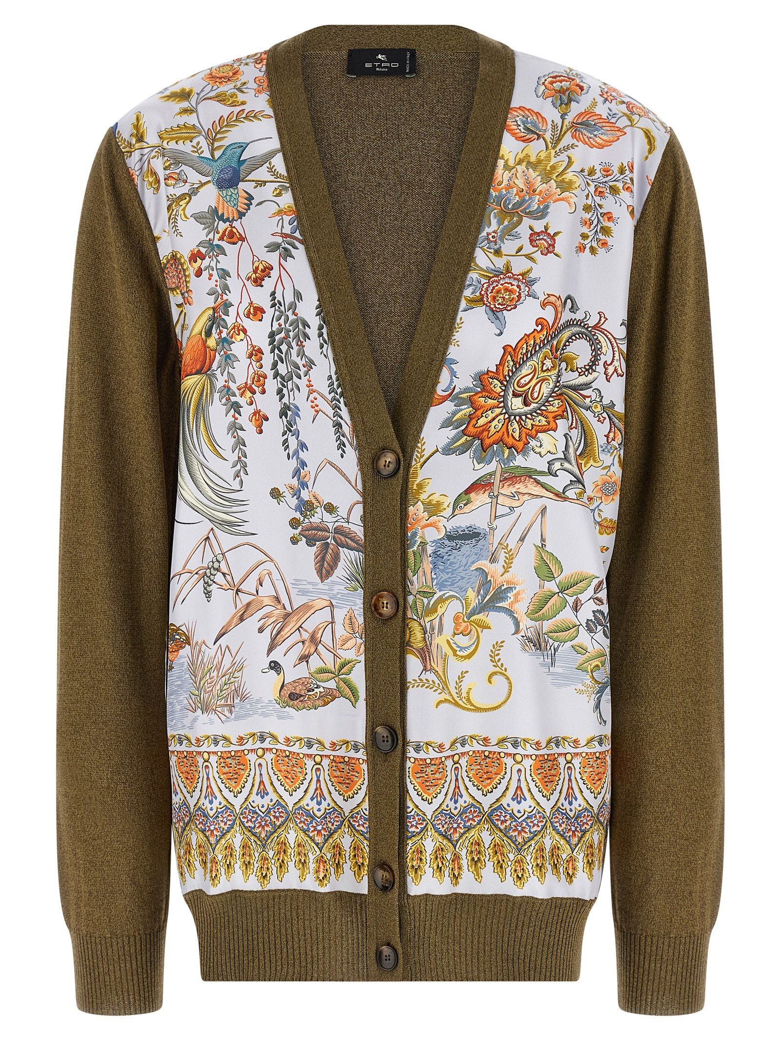 Etro Paisley silk insert cardigan Size L / US 10 / IT 46 - 1 Thumbnail