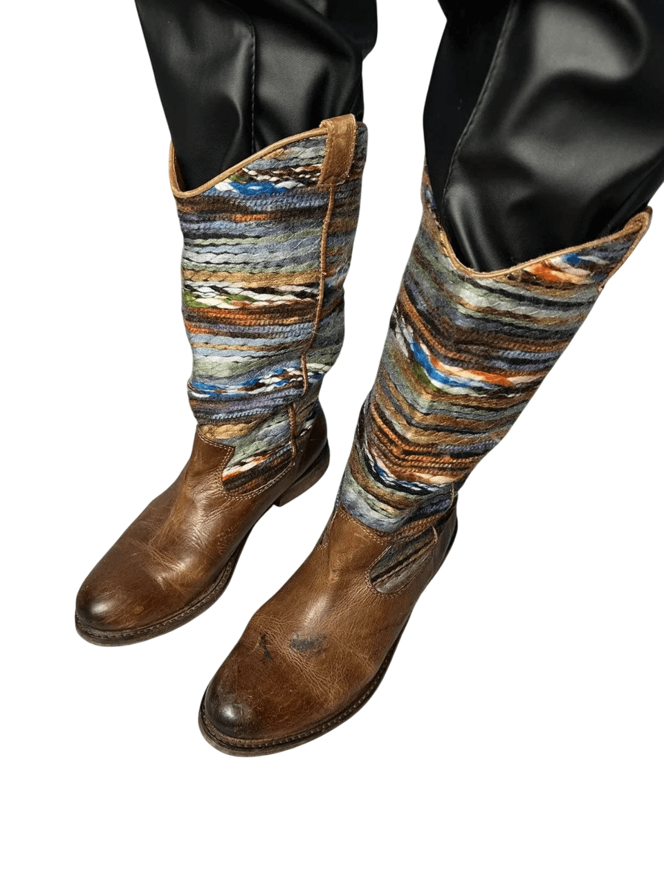 Western Rise Vintage Leather Missoni style Cowboy Boots Western shoes Size US 8 / EU 41 - 4 Thumbnail