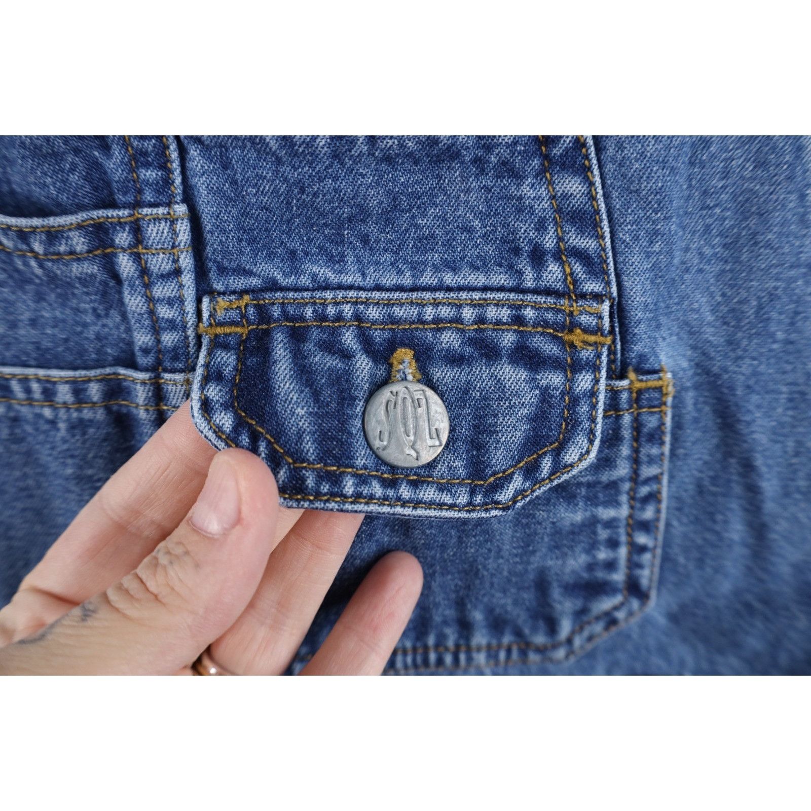 Vintage Vintage 90s Streetwear Faded Denim Jean Shortalls Size 30" / US 8 / IT 44 - 5 Thumbnail