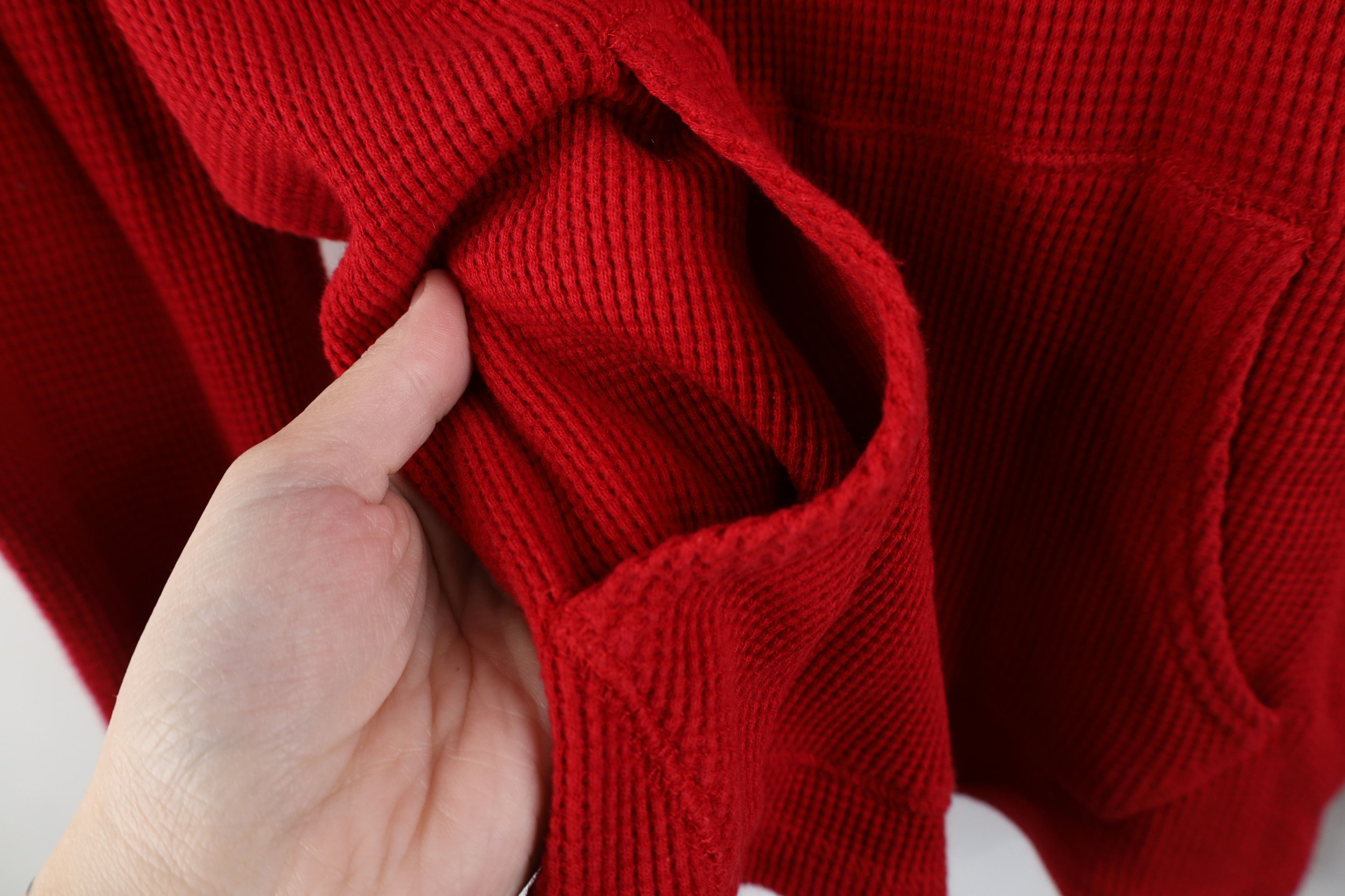 Ralph Lauren × Vintage Vintage Ralph Lauren Waffle Knit Hoodie Sweatshirt Red Size US M / EU 48-50 / 2 - 8 Thumbnail