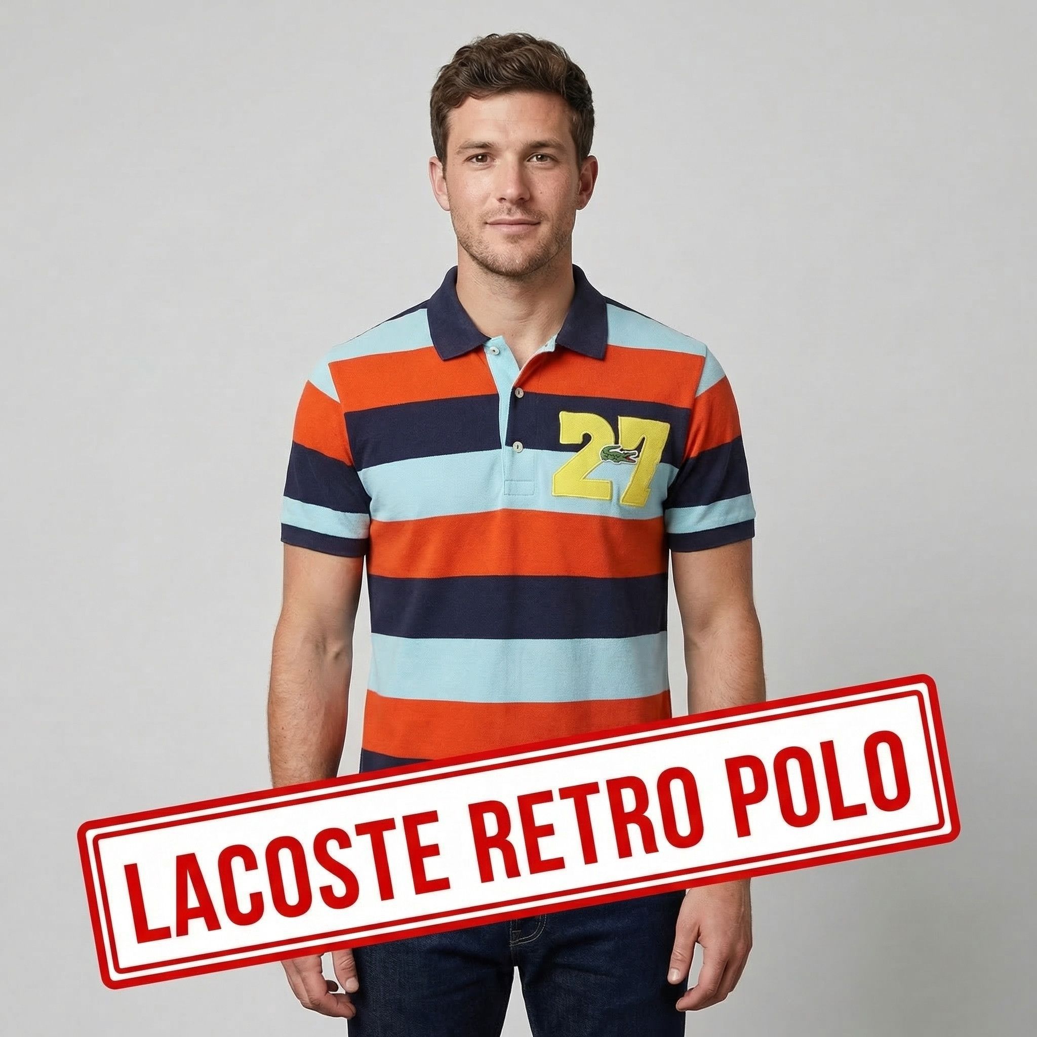 Lacoste Vintage Lacoste Polo Shirt – Striped Retro Rugby Style – M Size US M / EU 48-50 / 2 - 1 Thumbnail