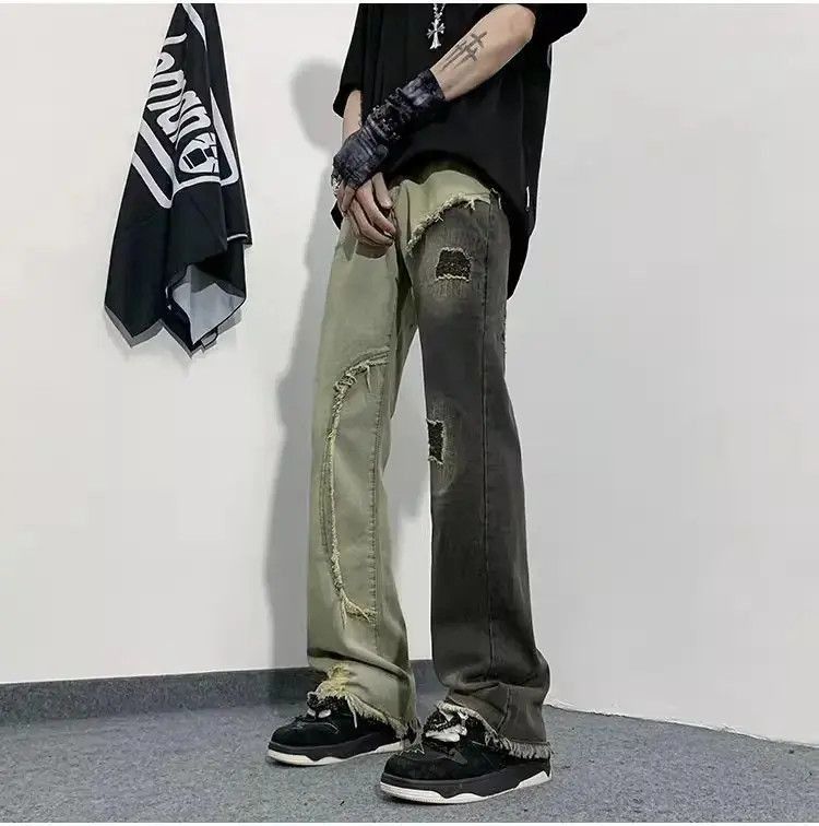 Japanese Brand Retro patchwork straight leg jeans Size US 32 / EU 48 - 5 Thumbnail