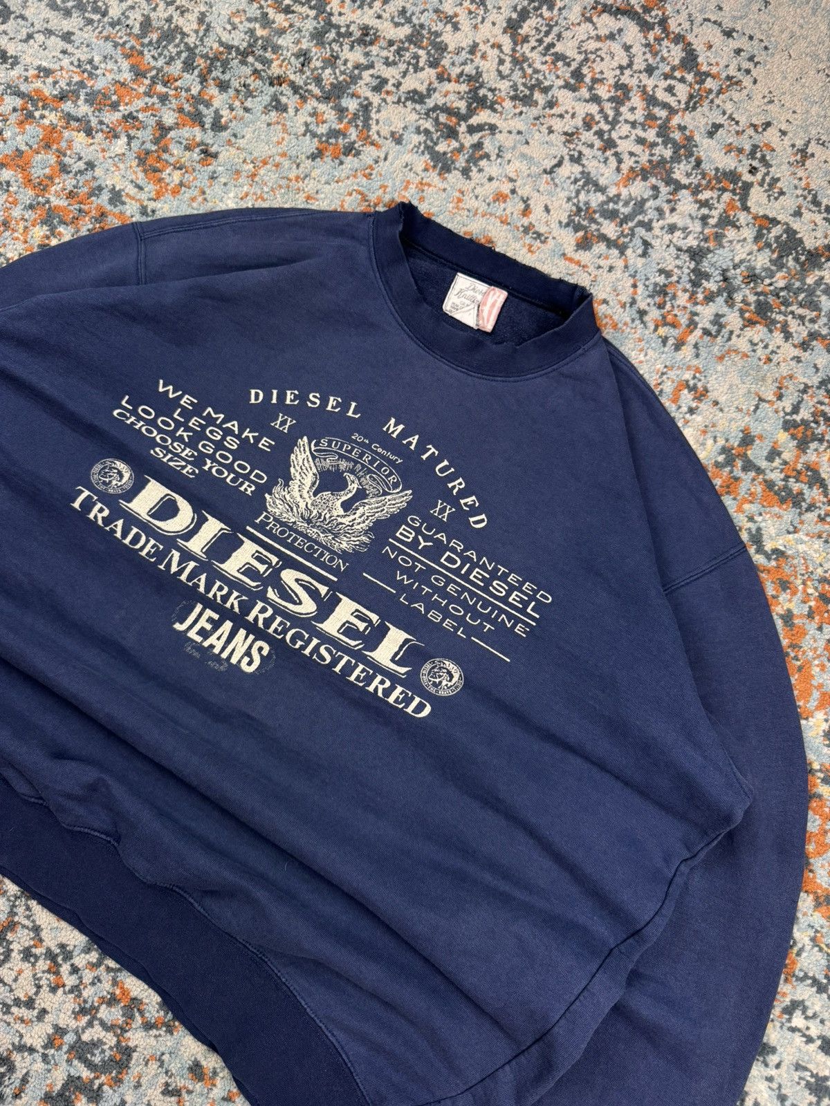Diesel Vintage 90s Diesel slightly distressed baggy boxy sweatshirt Size US XL / EU 56 / 4 - 3 Thumbnail