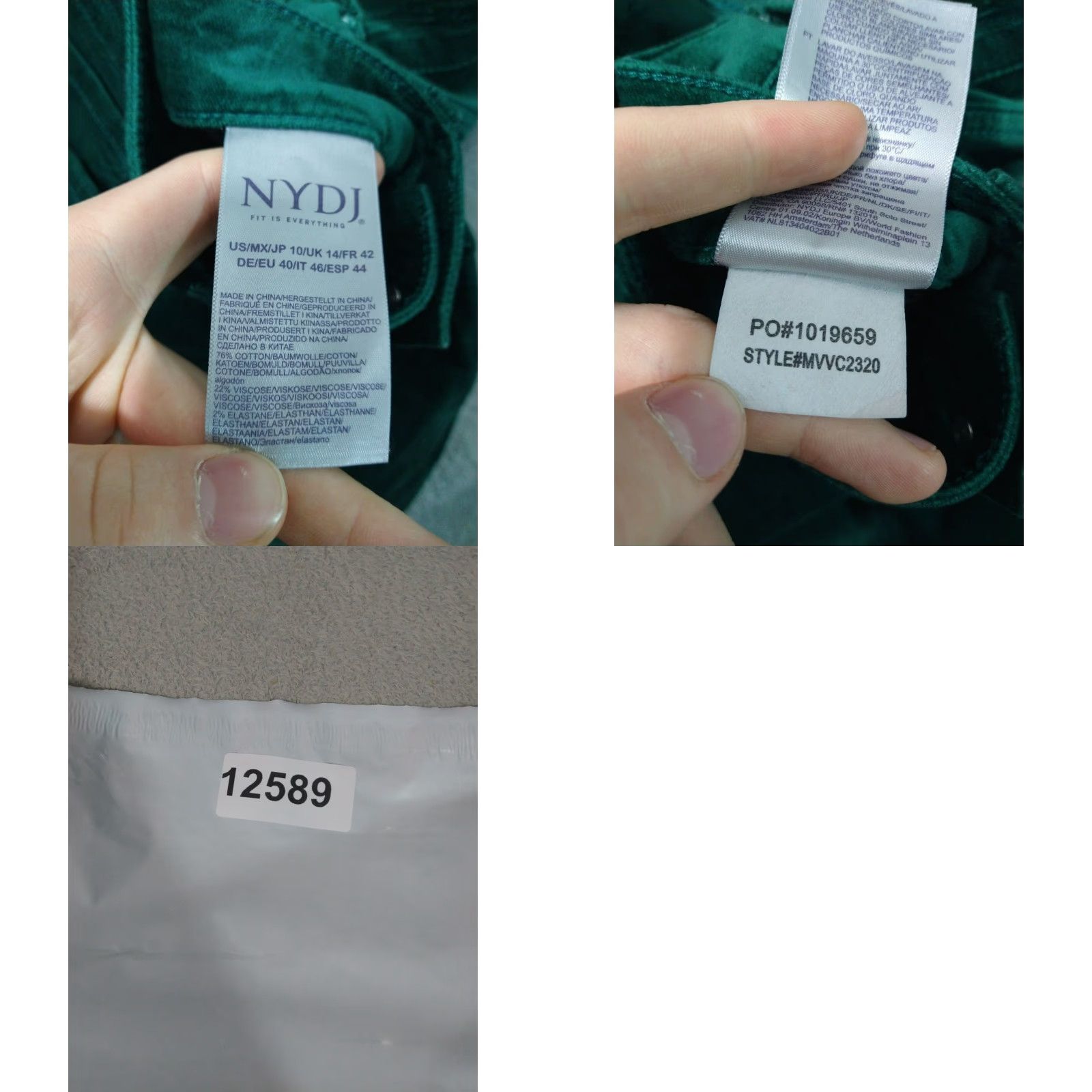 NYDJ NYDJ Jeans Womens 10 Green Brushed Velvet Ami Skinny Lift Tuck Mid Rise Stretch Size 32" / US 10 / IT 46 - 8 Thumbnail