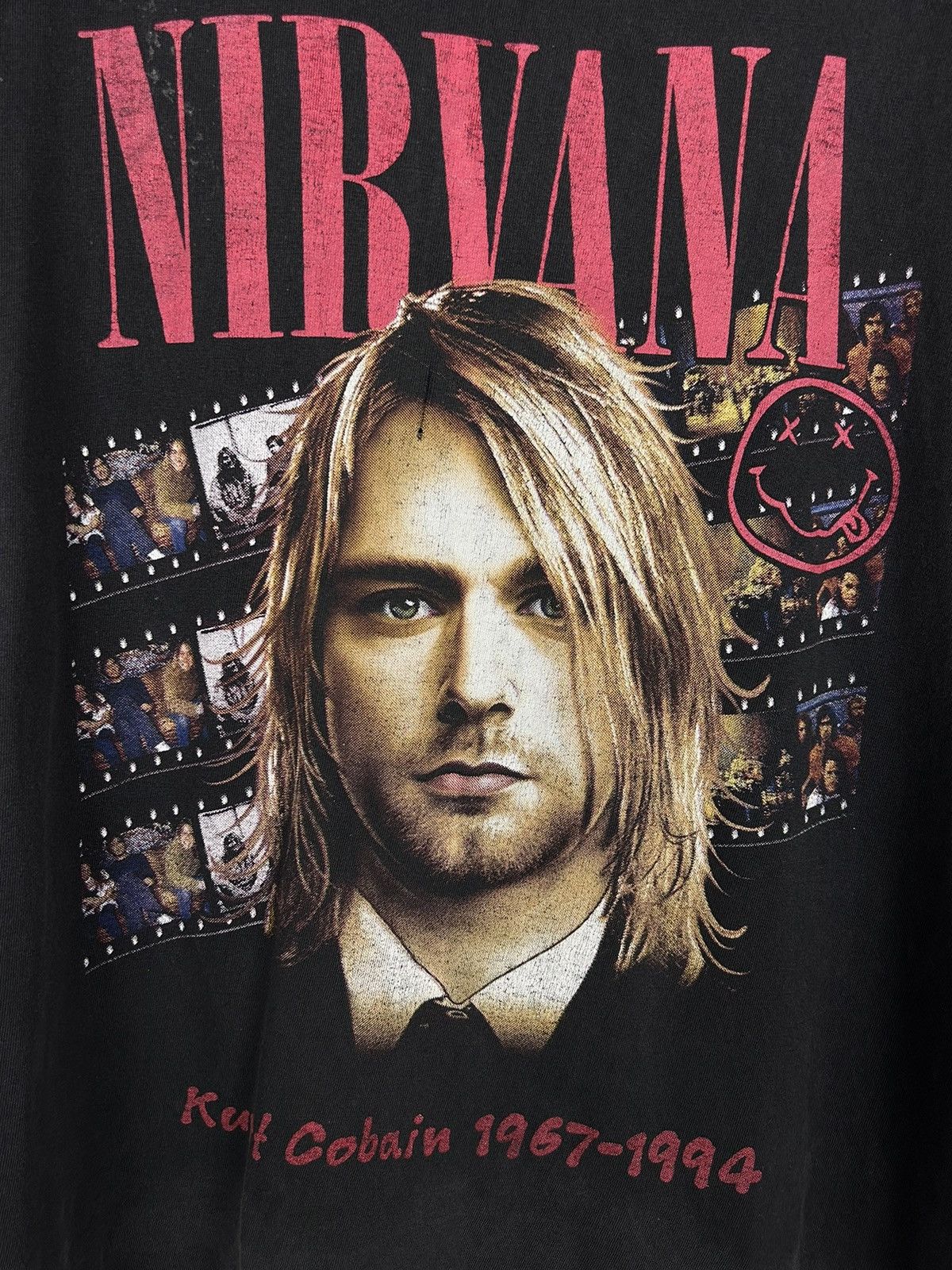 Band Tees 00s Vintage Nirvana Kurt Cobain 1967-94 Sun Faded T-Shirt Size US S / EU 44-46 / 1 - 2 Thumbnail