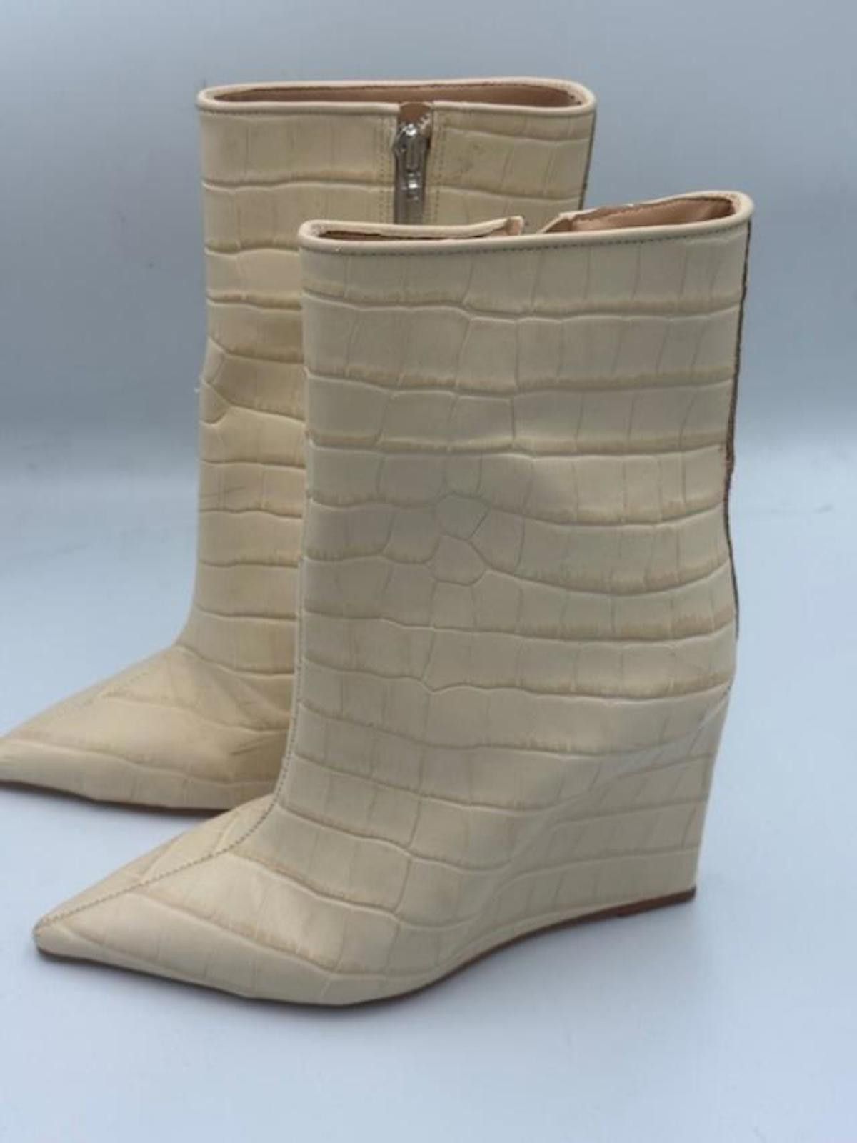 Other SCHUTZ CREAM ASAYA CROC LEATHER POINTED TOE BOOTS WEDGE Sz 7 Size US 7 / IT 37 - 1 Thumbnail