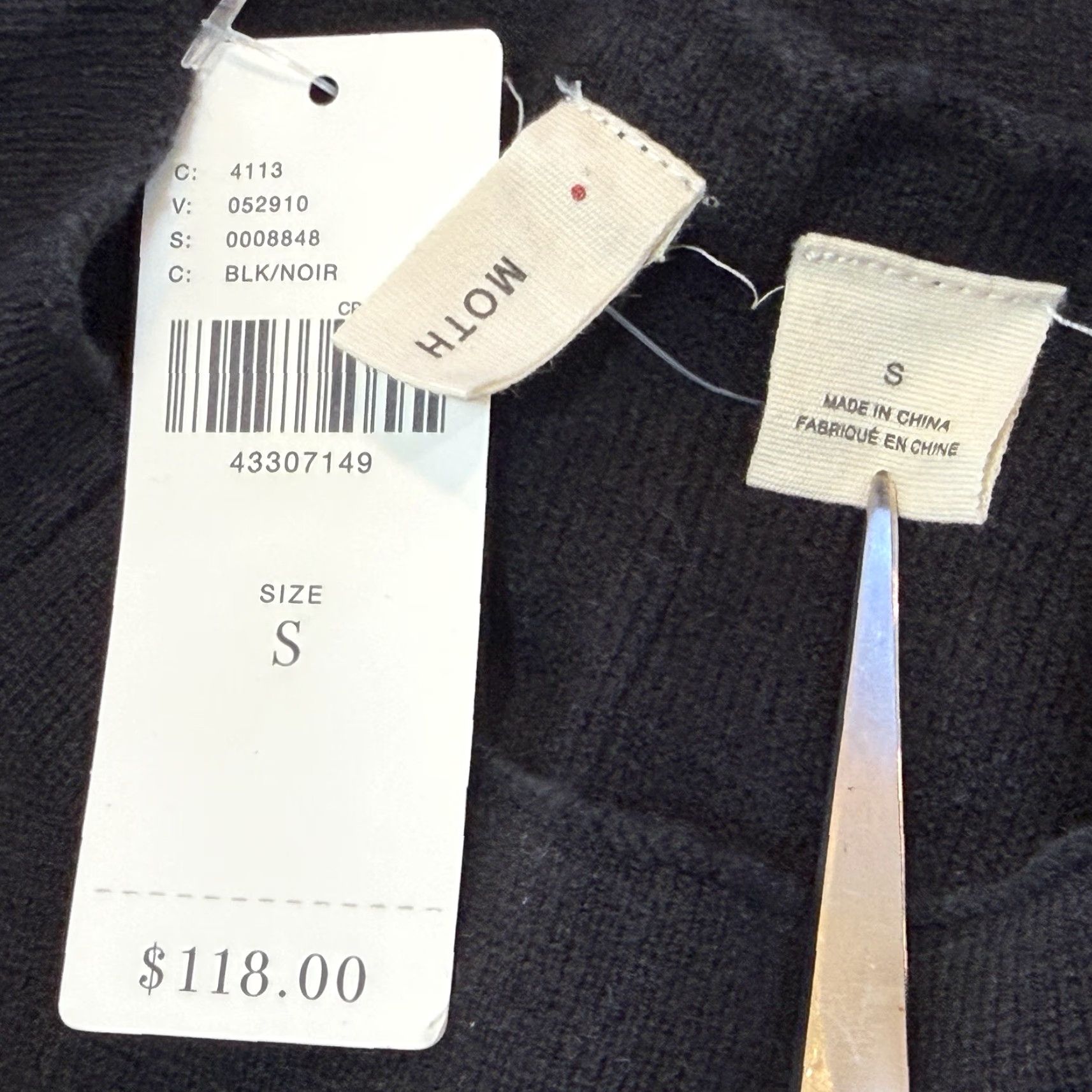 Anthropologie VINTAGE Anthropologie Moth Chester 3/4 Bell Sleeve Sweater Tunic Dress Small Black NEW Size S / US 4 / IT 40 - 6 Thumbnail